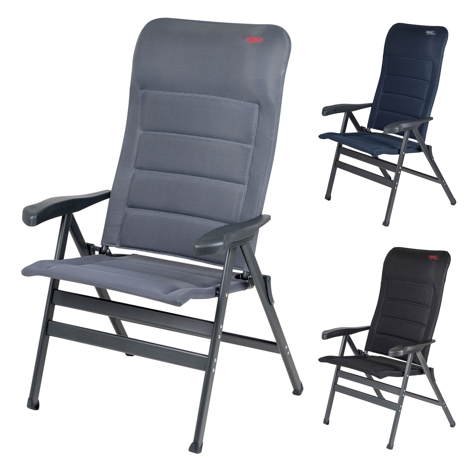 Chaise de jardin CRESPO AP 238 XL Air Deluxe, chaise longue de camping pliante en aluminium, 200 kg