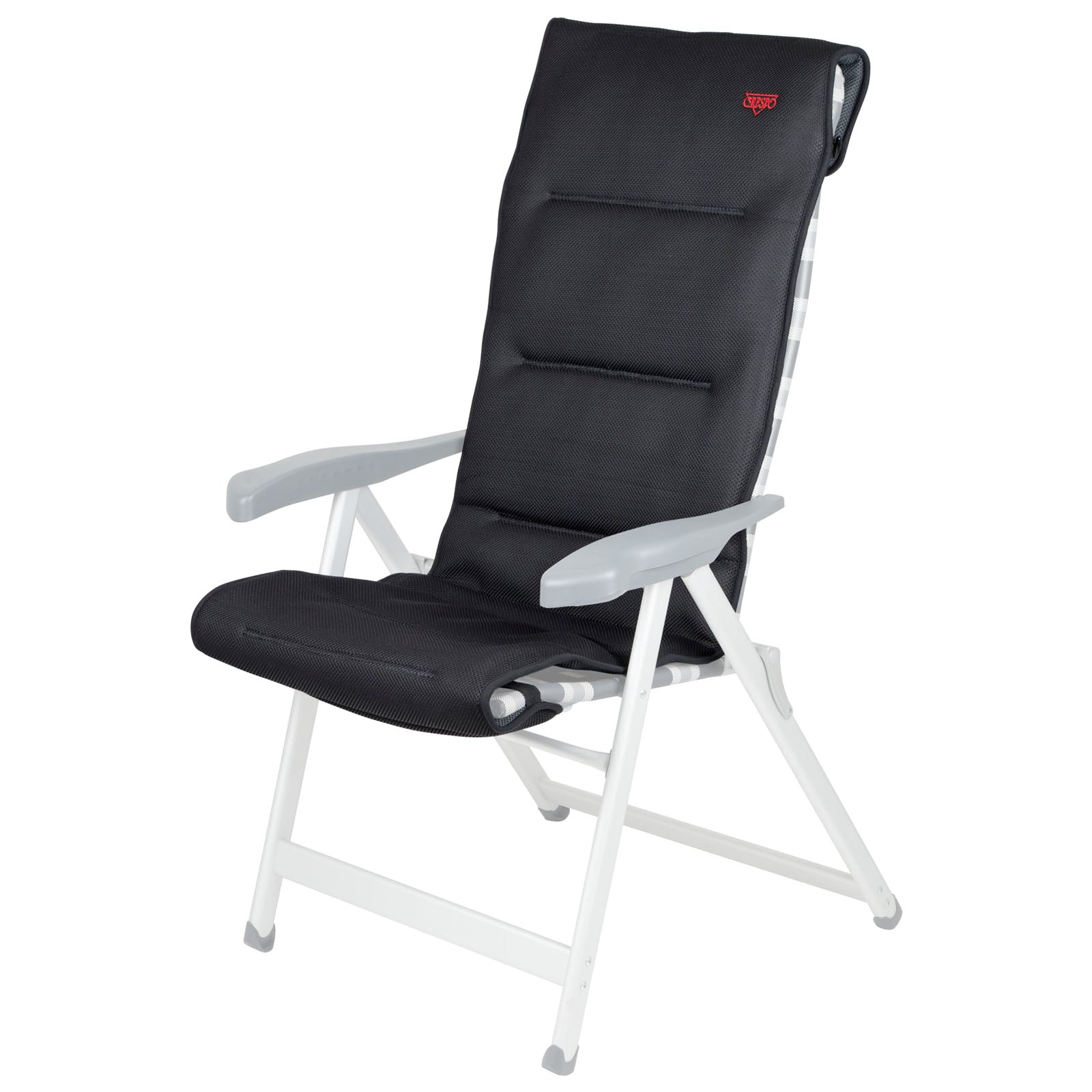 Chaise pliante CRESPO 3D avec coussin d'assise rembourré, dossier haut, chaise de jardin et de camping avec coussin