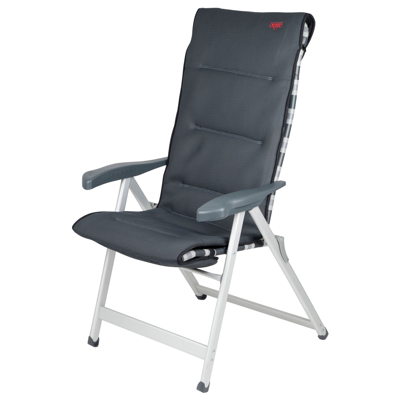 Chaise pliante CRESPO 3D avec coussin d'assise rembourré, dossier haut, chaise de jardin et de camping avec coussin