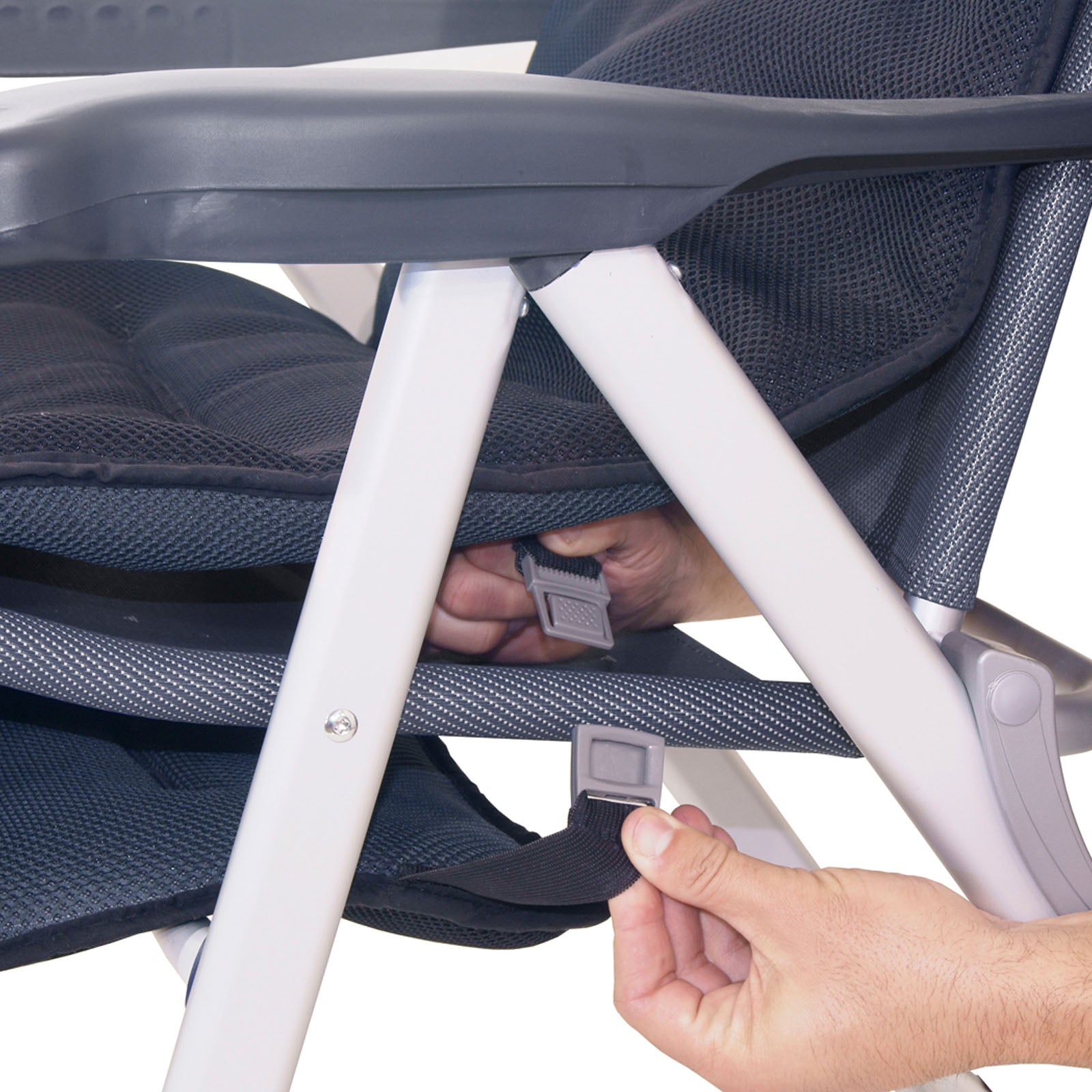 Chaise pliante CRESPO 3D avec coussin d'assise rembourré, dossier haut, chaise de jardin et de camping avec coussin