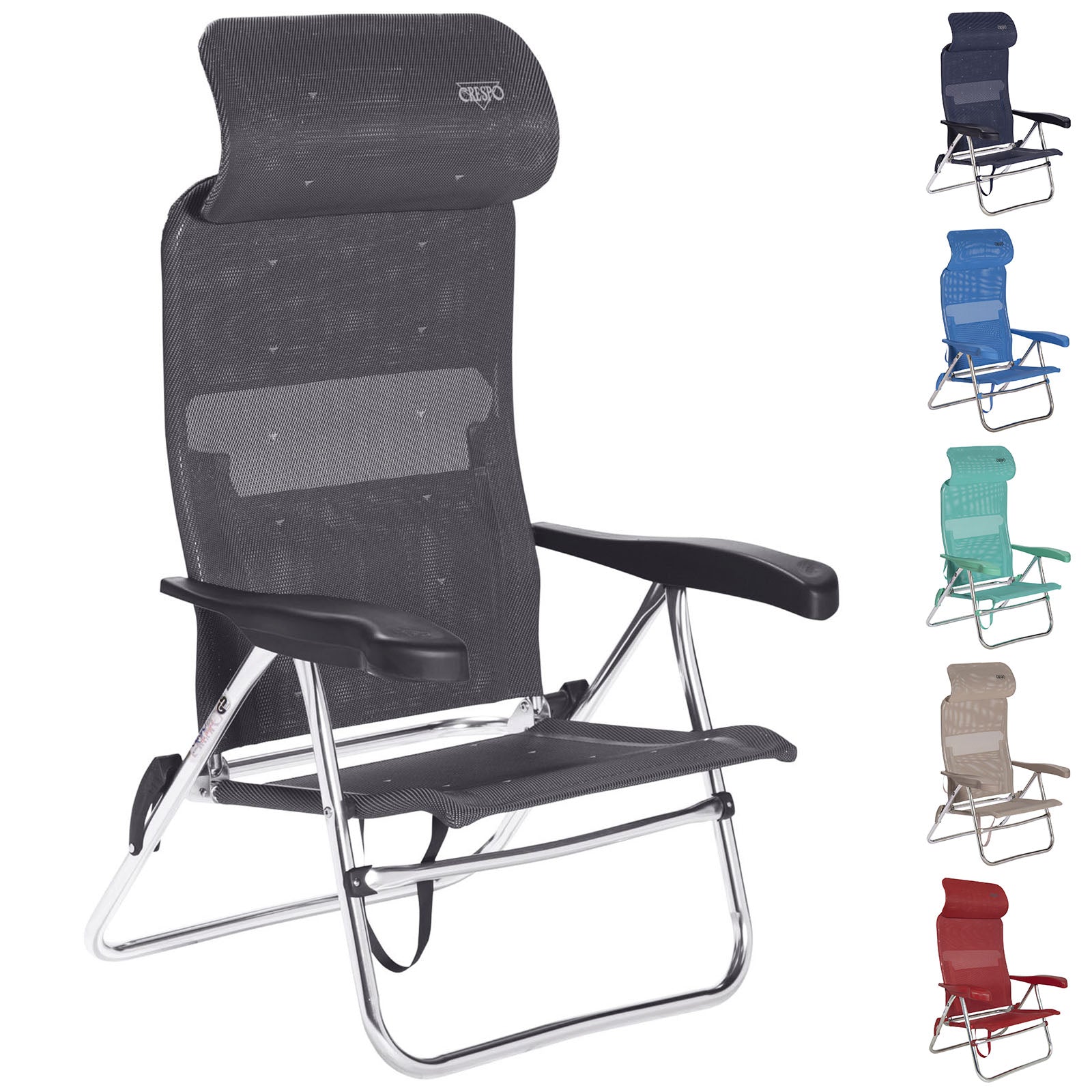 CRESPO Beach Chair AL 205 Compact Camping Garden Lounger Chair Folding Chair Foldable