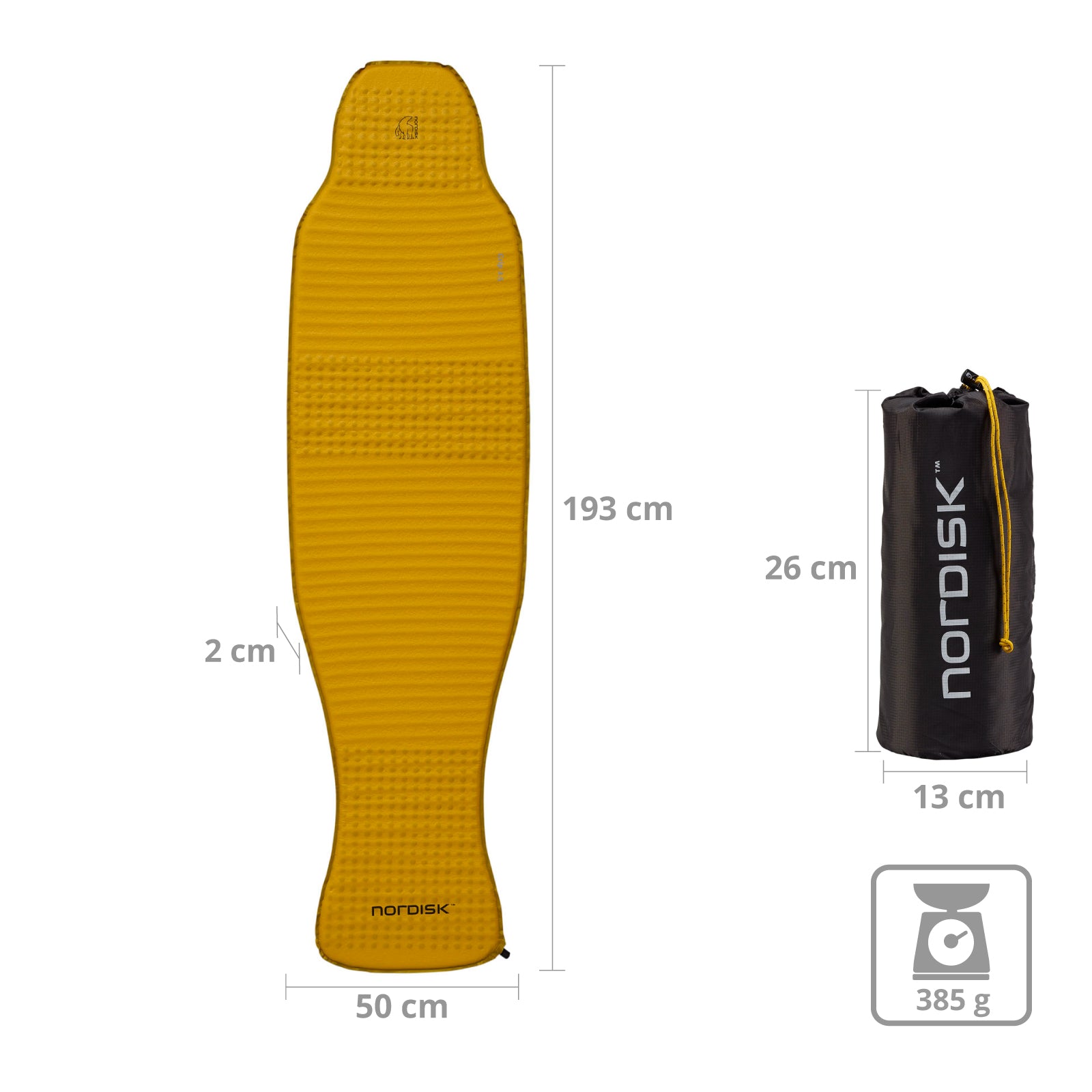 NORDISK Ultralight Isomatte Grip 2.5 Trekking Camping Leicht Selbstaufblasend