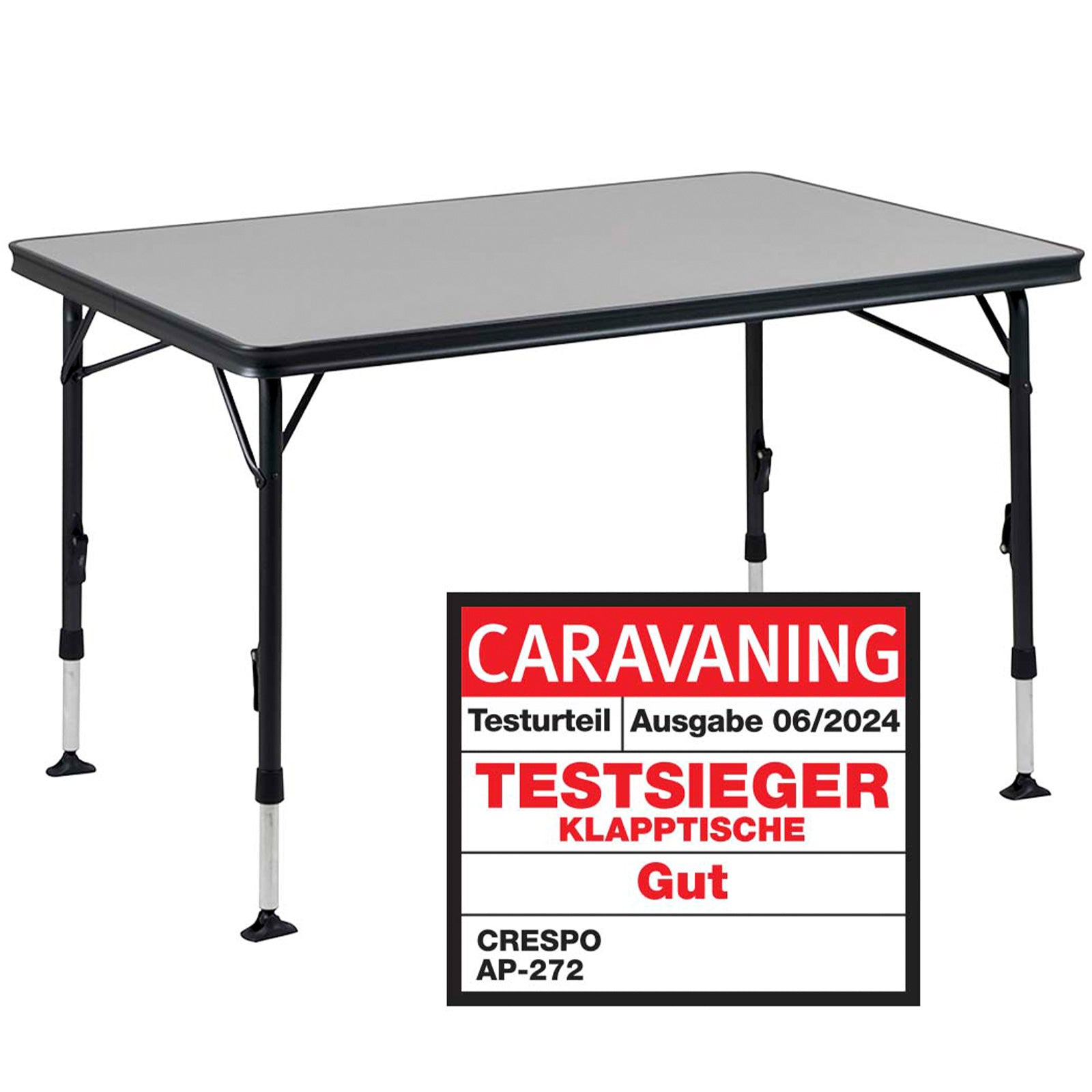 Table de camping pliante CRESPO AP 272 en aluminium, hauteur réglable