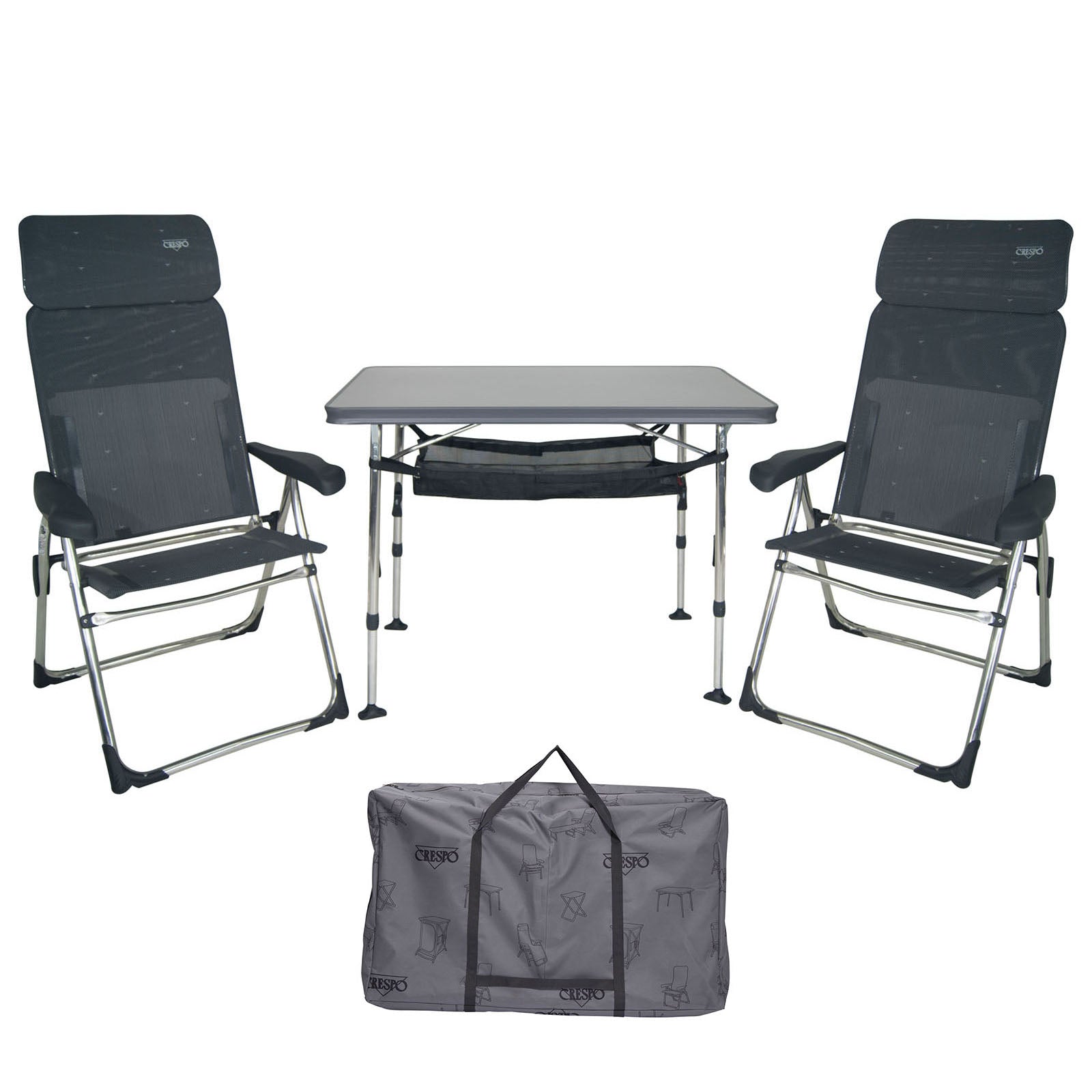 CRESPO Camping Tisch & Liege Stuhl Set 213CT Klapptisch Falttisch Klap