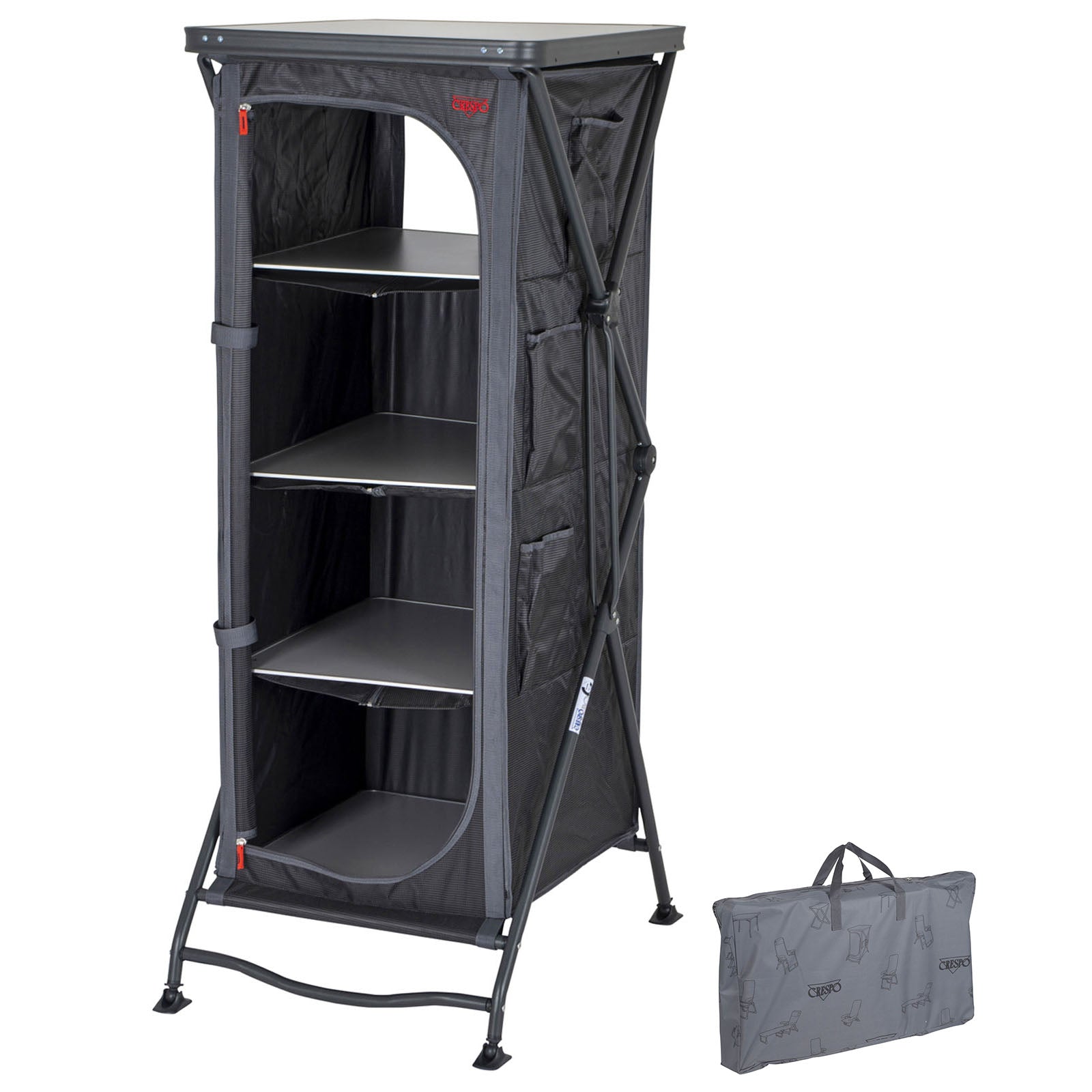 CRESPO Camping Kitchen AP 101 Folding Cupboard Table Fabric Chest of Drawers Caravan Foldable