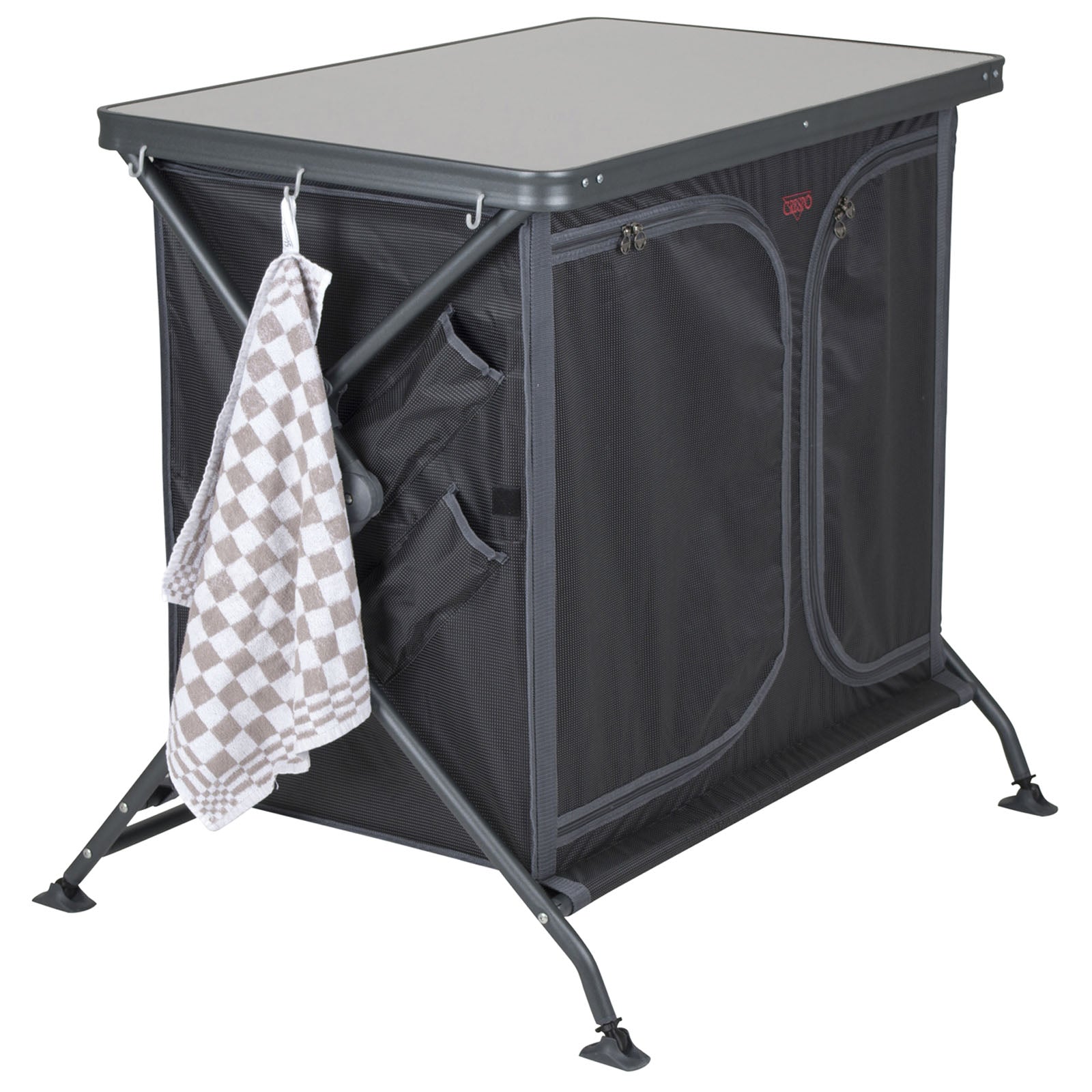 Cuisine de camping CRESPO AP 105, armoire pliante, table, commode en tissu, caravane pliable
