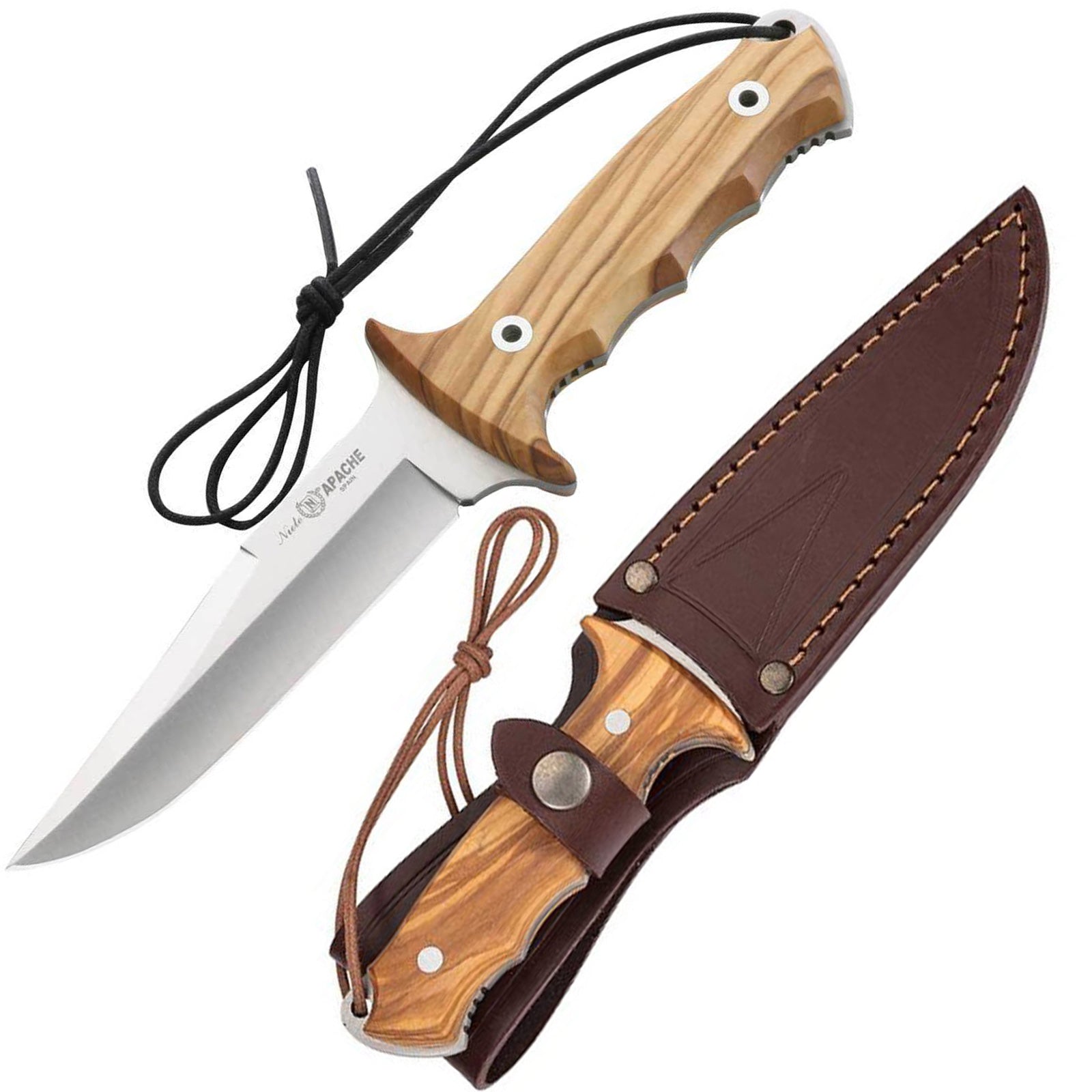 NIETO Bowie Messer Apache 1040 Gürtelmesser Full Tang Outdoor Olivenholz 12 cm