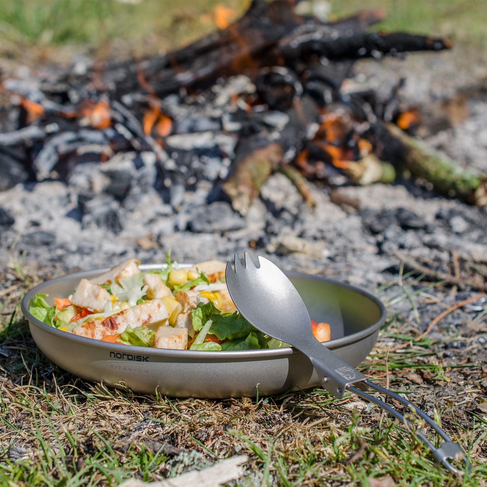Cuillère-fourchette en titane NORDISK - Couverts de camping en titane, fourchette et cuillère pliables