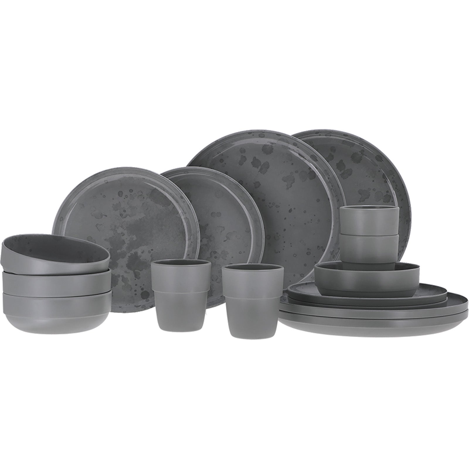 TRAVELLIFE Melamin Geschirr Set Palma Camping Reise Keramik Optik 16 teilig