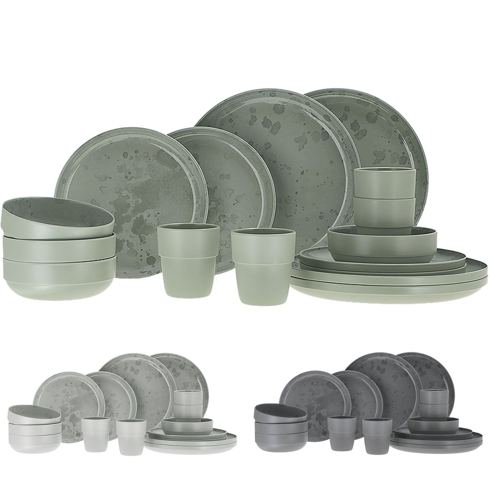 TRAVELLIFE Melamin Geschirr Set Palma Camping Reise Keramik Optik 16 t