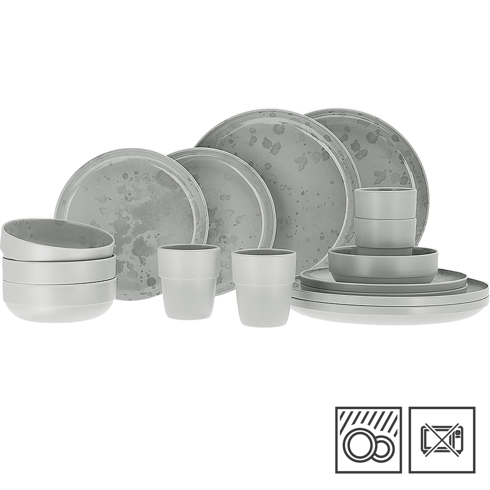 TRAVELLIFE Melamin Geschirr Set Palma Camping Reise Keramik Optik 16 teilig