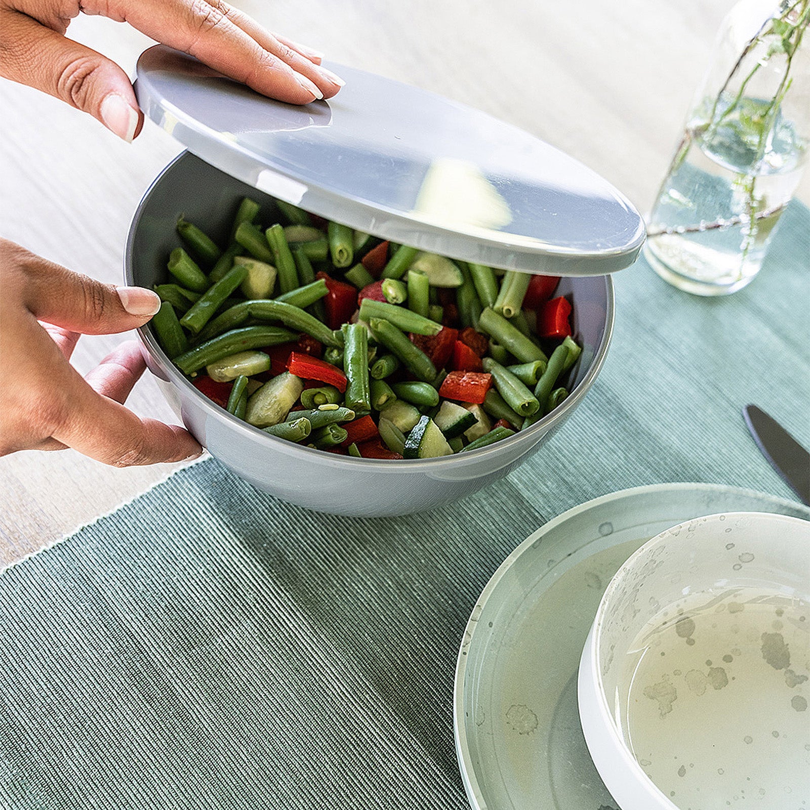 TRAVELLIFE Melamin Geschirr Set Palma Camping Reise Keramik Optik 16 teilig