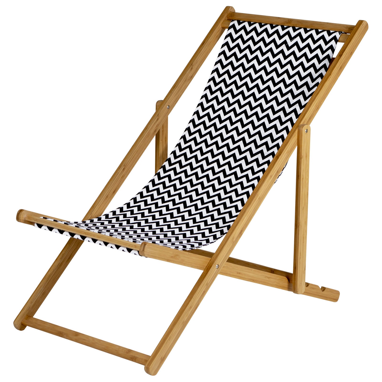 BO-CAMP Wooden Beach Lounger Chair Camping Chair Folding Chair Armchair Retro 3 Positions