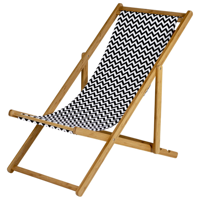 BO-CAMP Wooden Beach Lounger Chair Camping Chair Folding Chair Armchair Retro 3 Positions