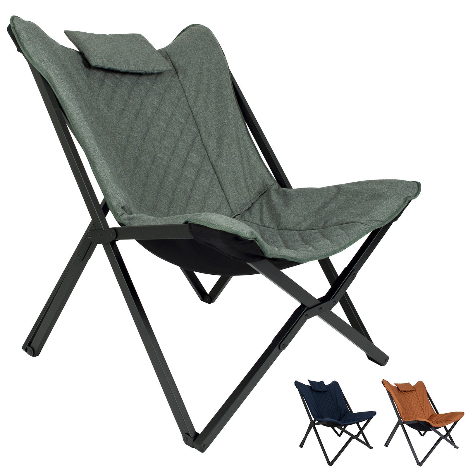 BO-CAMP Chaise papillon Molfat Chaise longue de jardin de camping Fauteuil Chaise pliante
