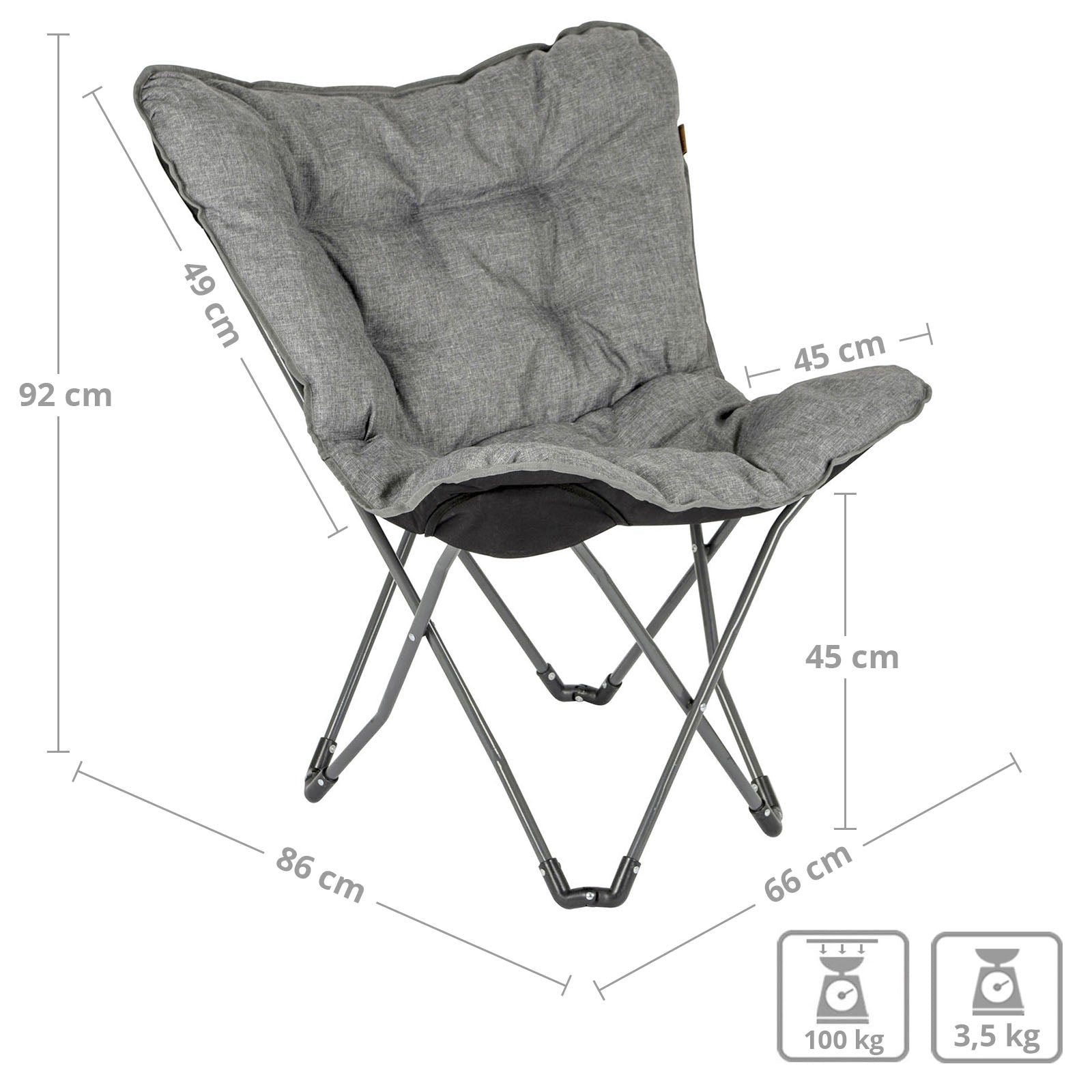 BO-CAMP Butterfly Chair Redbridge Camping Garden Lounge Folding Chair Armchair