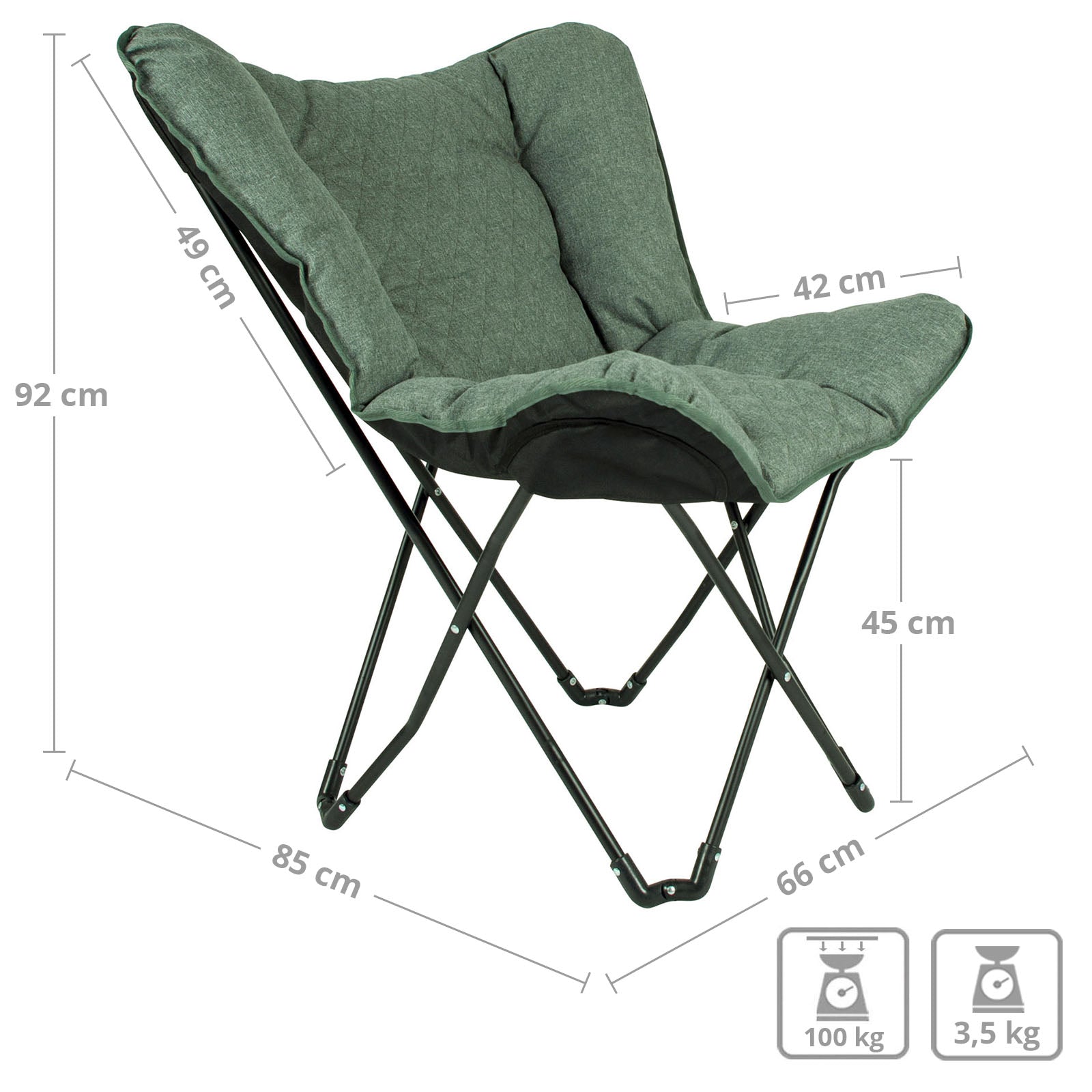 BO-CAMP Butterfly Chair Himrod Camping Garden Lounge Chair Armchair Folding Chair