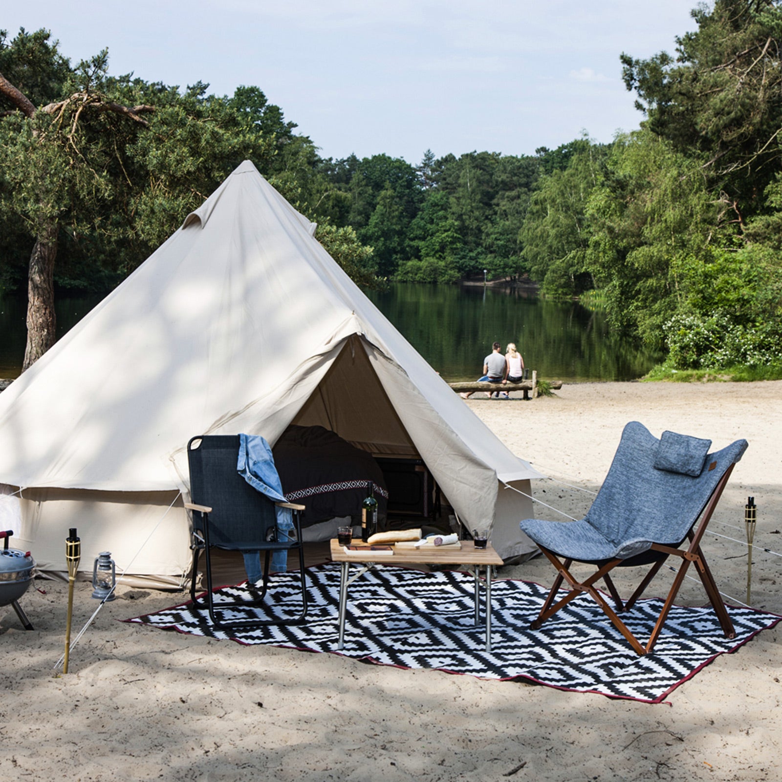 Chaise de camping pliante BO-CAMP Bloomsbury, fauteuil de jardin en bois pliable, 120 kg