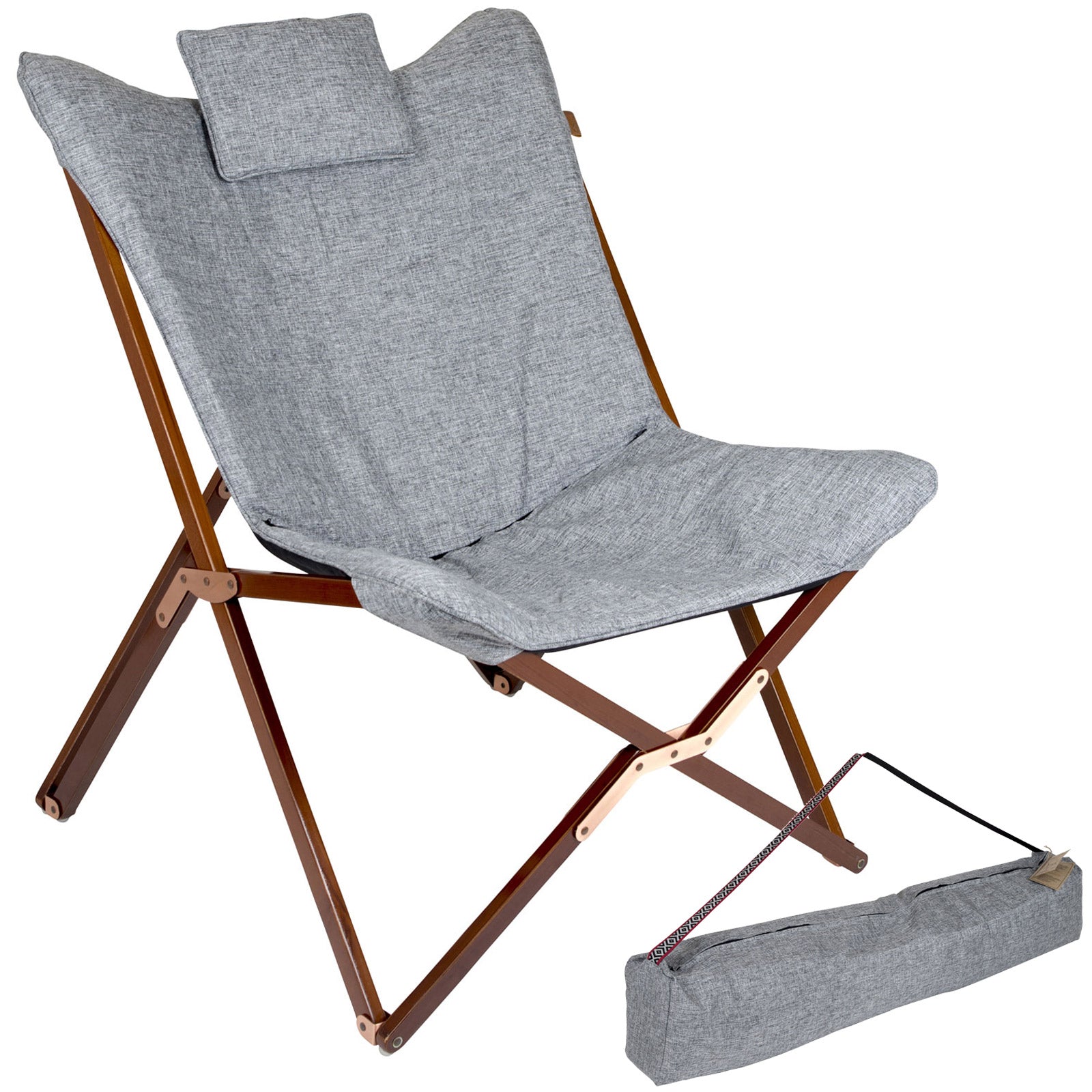 BO-CAMP Camping Stuhl Bloomsbury Klapp Sessel Garten Lounge Holz Faltbar 120 kg