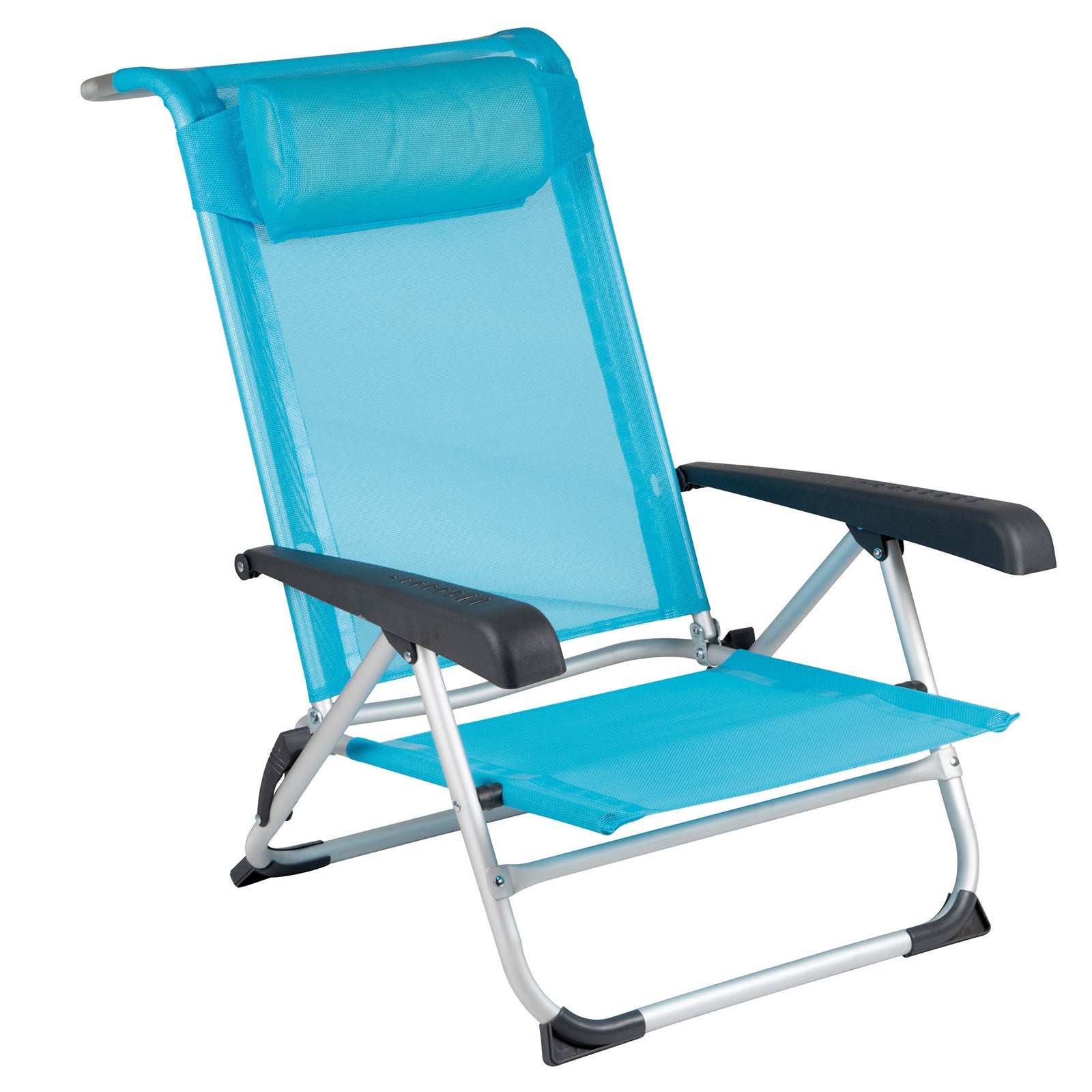 BO-CAMP Chaise longue de plage Chaise pliante de camping Fauteuil de jardin bas en aluminium 100 kg