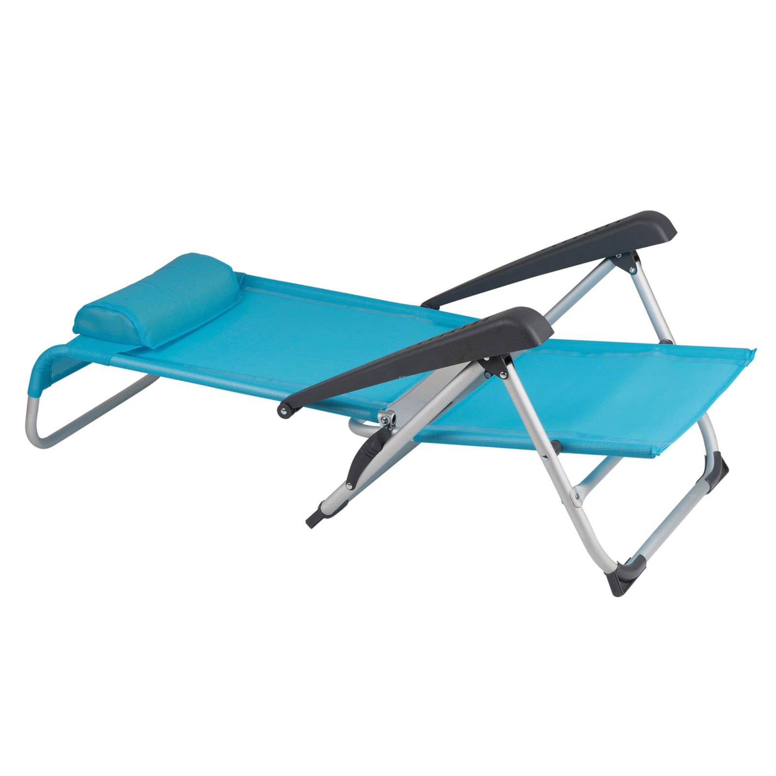 BO-CAMP Chaise longue de plage Chaise pliante de camping Fauteuil de jardin bas en aluminium 100 kg
