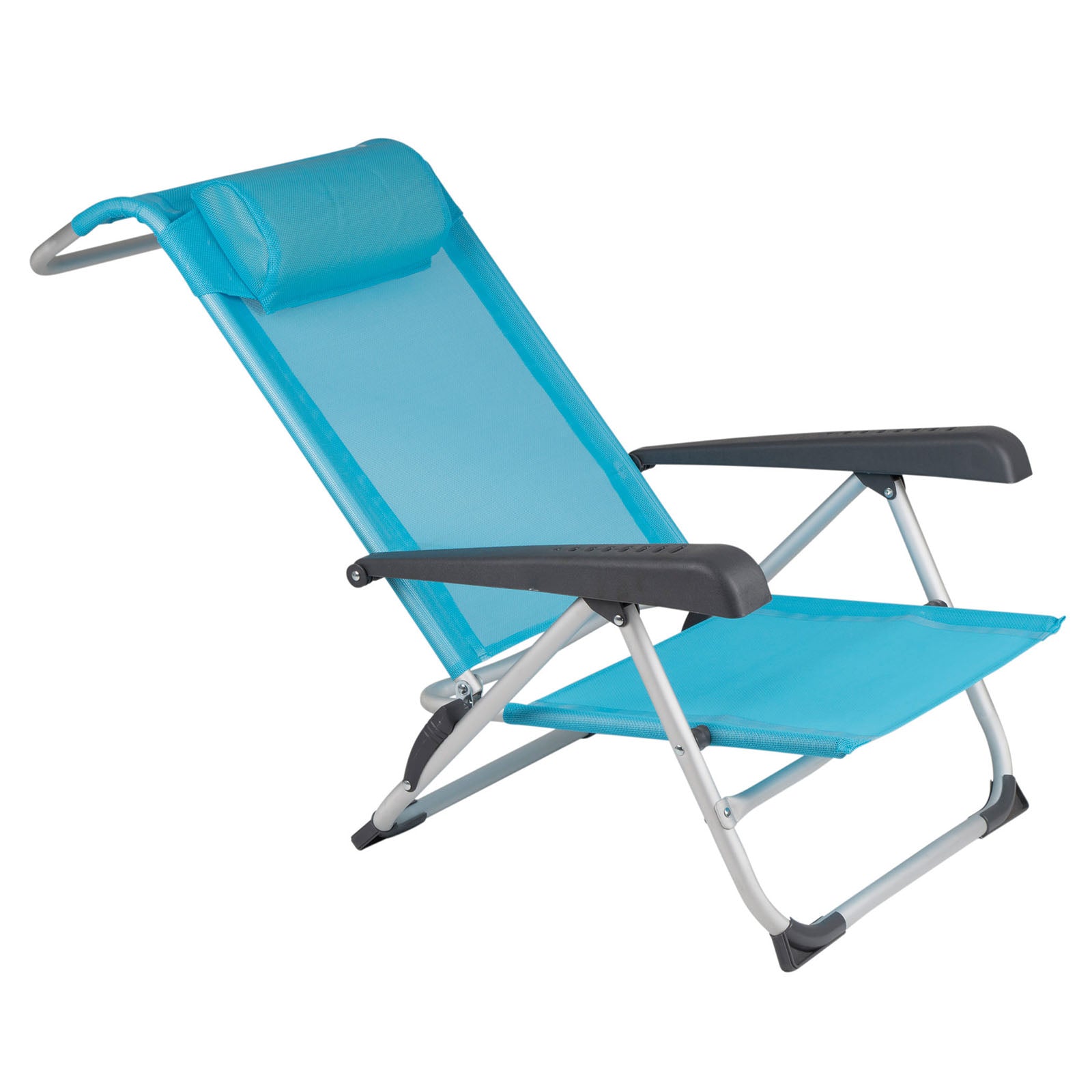 BO-CAMP Chaise longue de plage Chaise pliante de camping Fauteuil de jardin bas en aluminium 100 kg