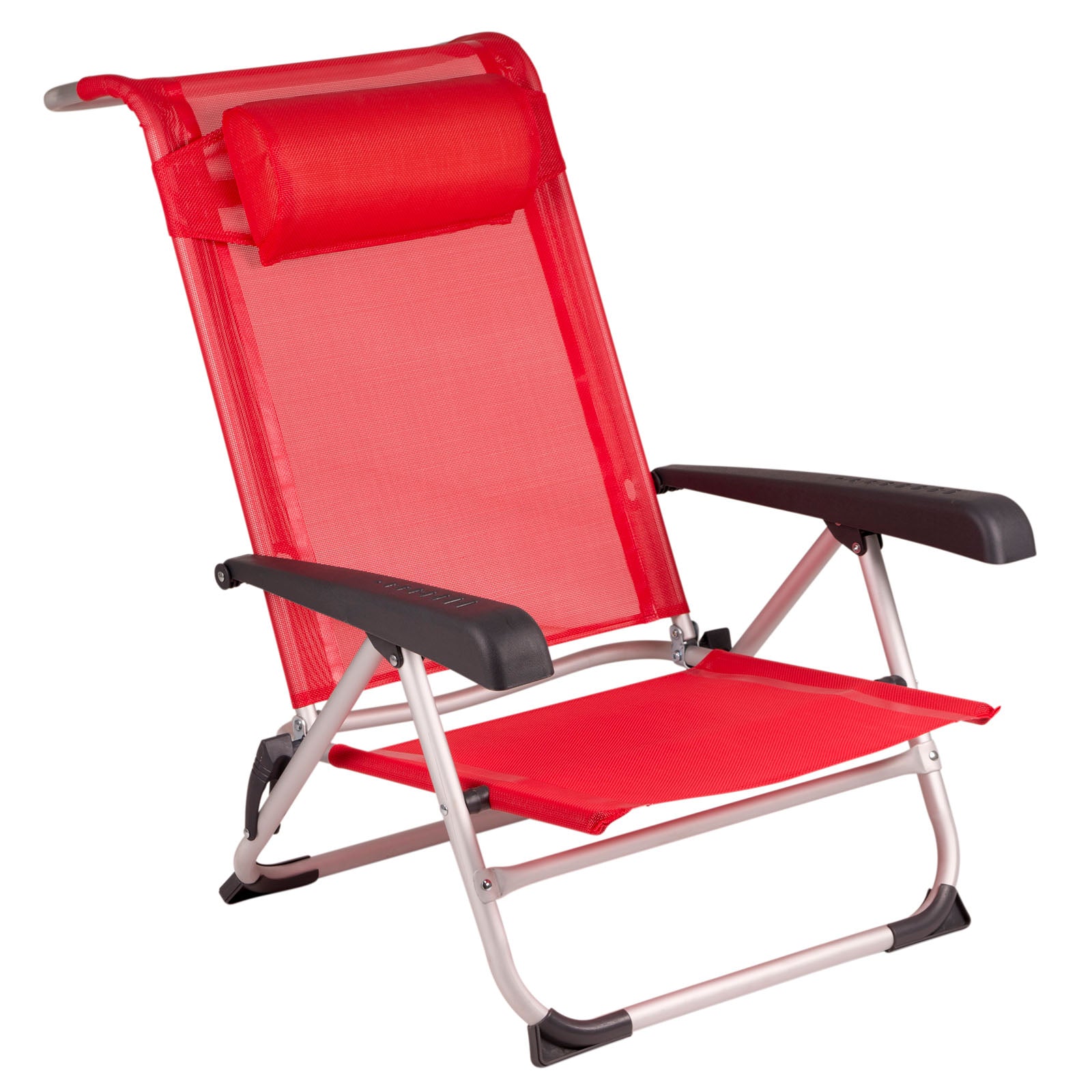 BO-CAMP Chaise longue de plage Chaise pliante de camping Fauteuil de jardin bas en aluminium 100 kg