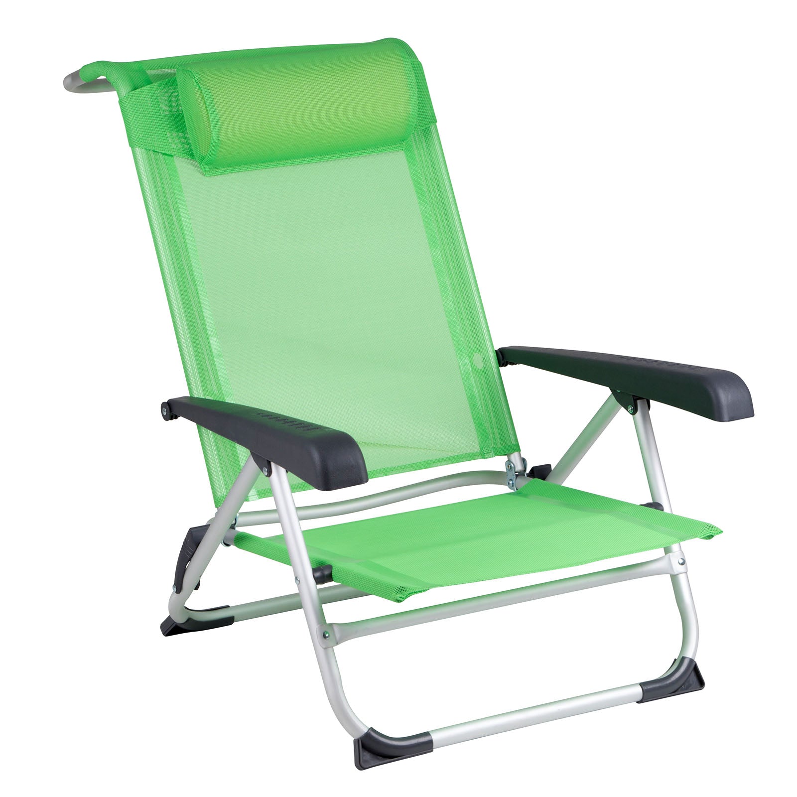 BO-CAMP Chaise longue de plage Chaise pliante de camping Fauteuil de jardin bas en aluminium 100 kg