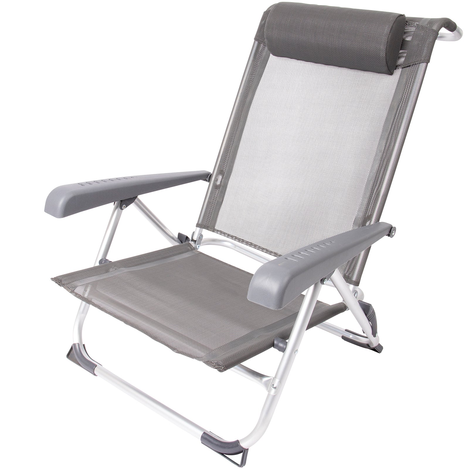 BO-CAMP Chaise longue de plage Chaise pliante de camping Fauteuil de jardin bas en aluminium 100 kg