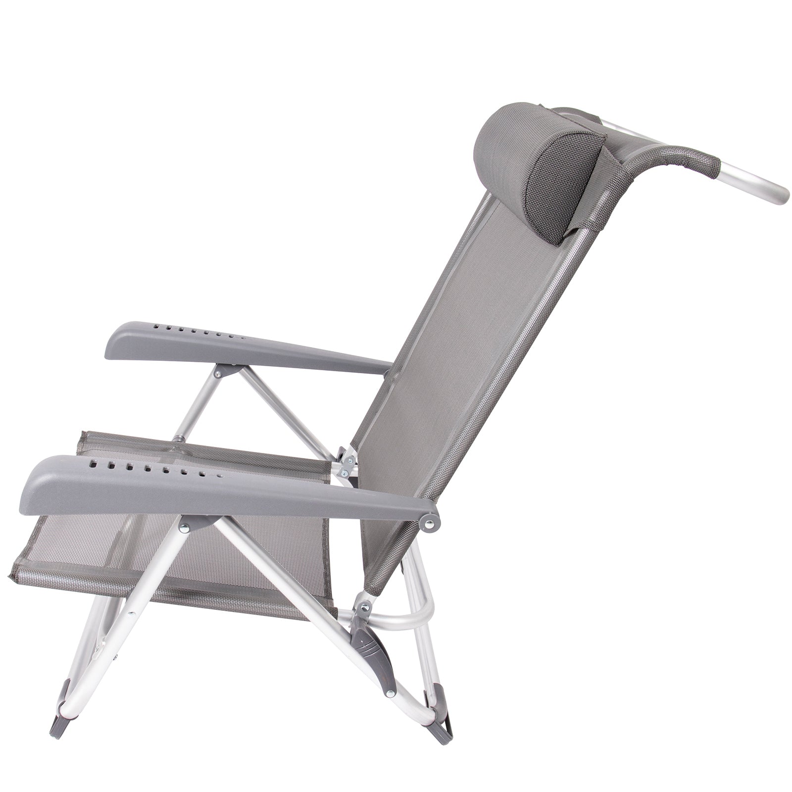 BO-CAMP Chaise longue de plage Chaise pliante de camping Fauteuil de jardin bas en aluminium 100 kg