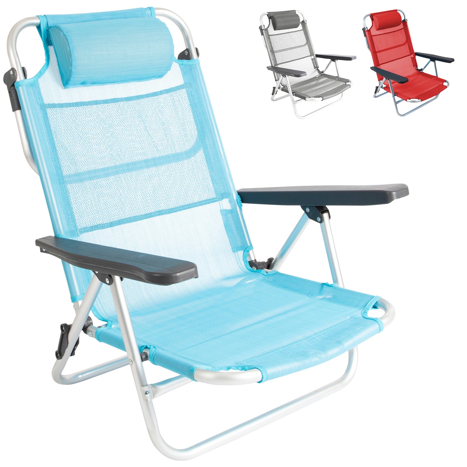 BO-CAMP Strandstuhl Monaco Camping Liege Stuhl Faltstuhl Niedrig Verstellbar Alu