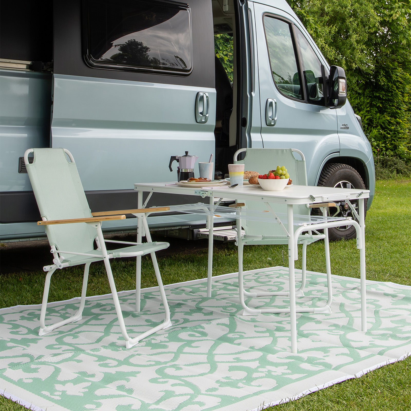 Chaise de camping pliante BO-CAMP Mosset M, aluminium et bois, 100 kg