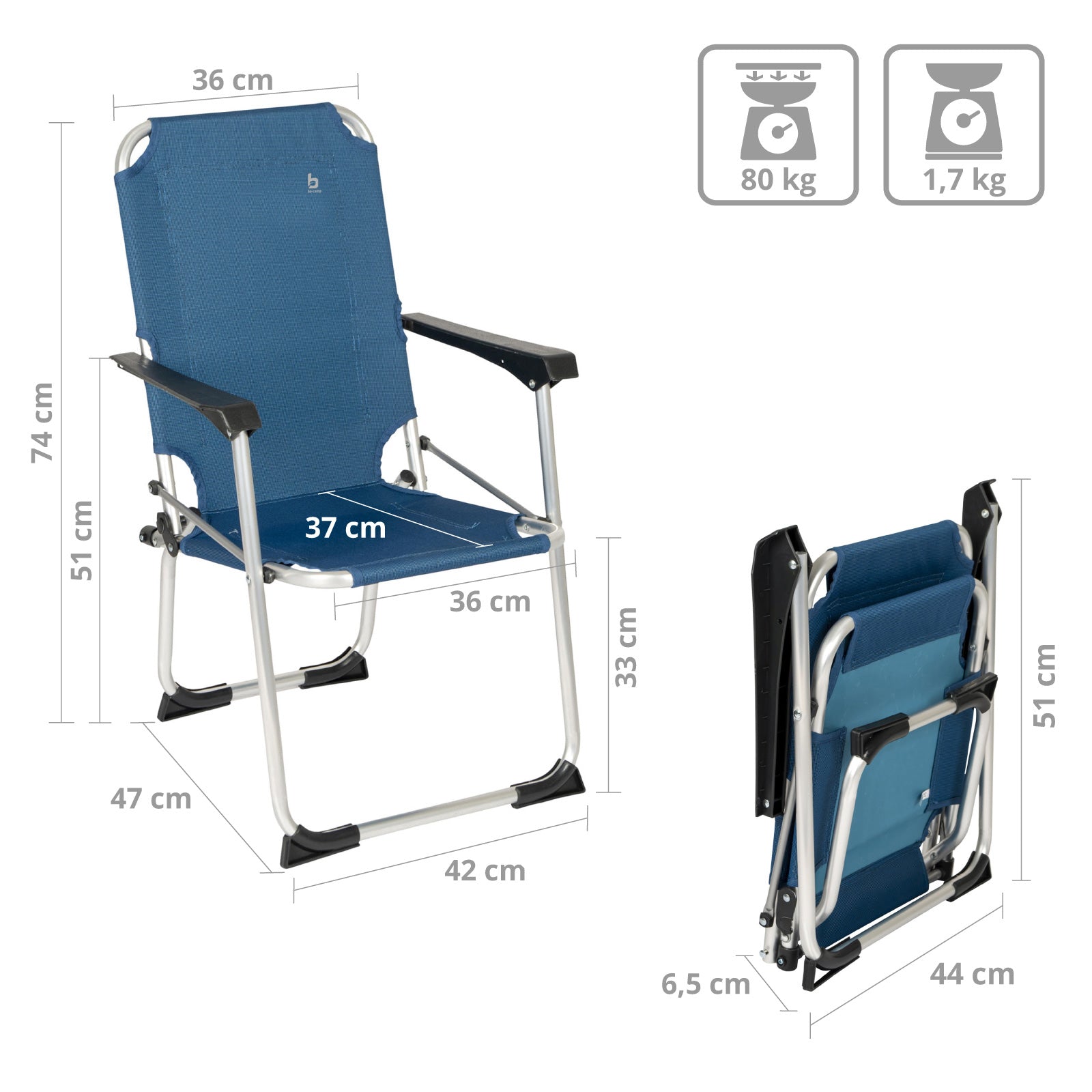 Chaise pliante pour enfants BO-CAMP Copa Rio, chaise de camping pliable en aluminium pour plage, jardin, pêche