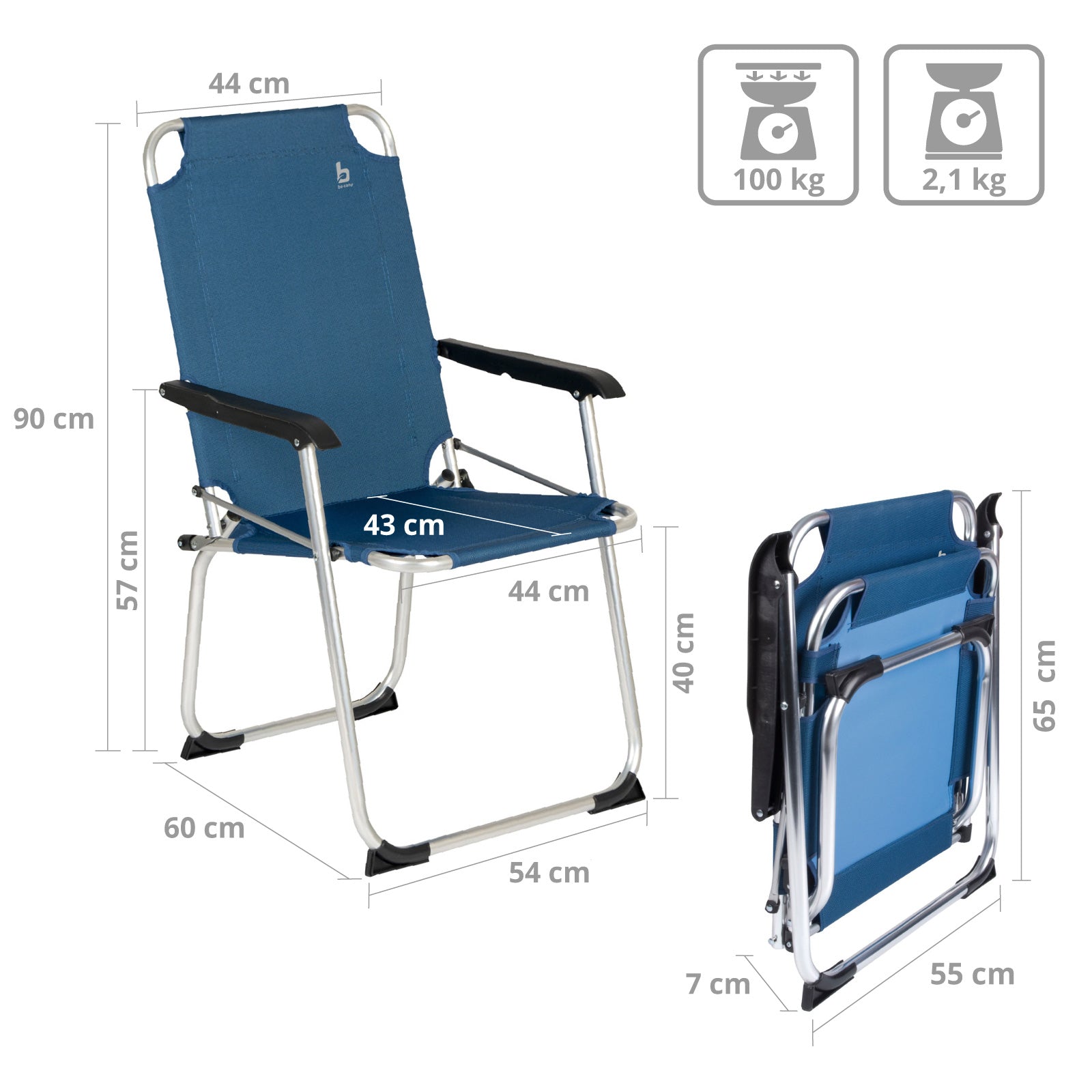 Chaise pliante en aluminium BO-CAMP chaise de pêche chaise de pêche chaise de camping chaise pliante pliable