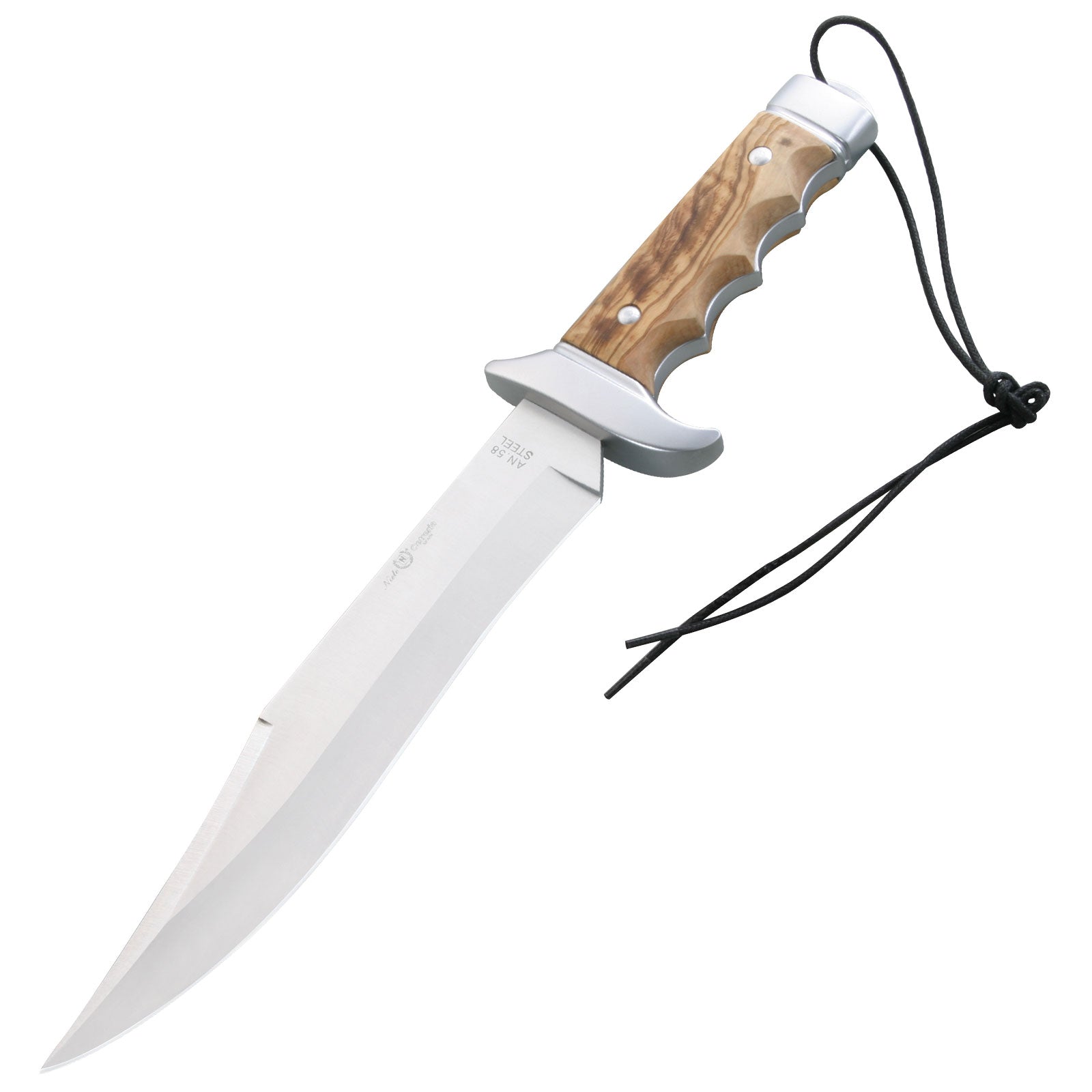 NIETO Bowie-Messer – Gürtelmesser Jagdmesser Fahrtenmesser Alu Messer Olivenholz