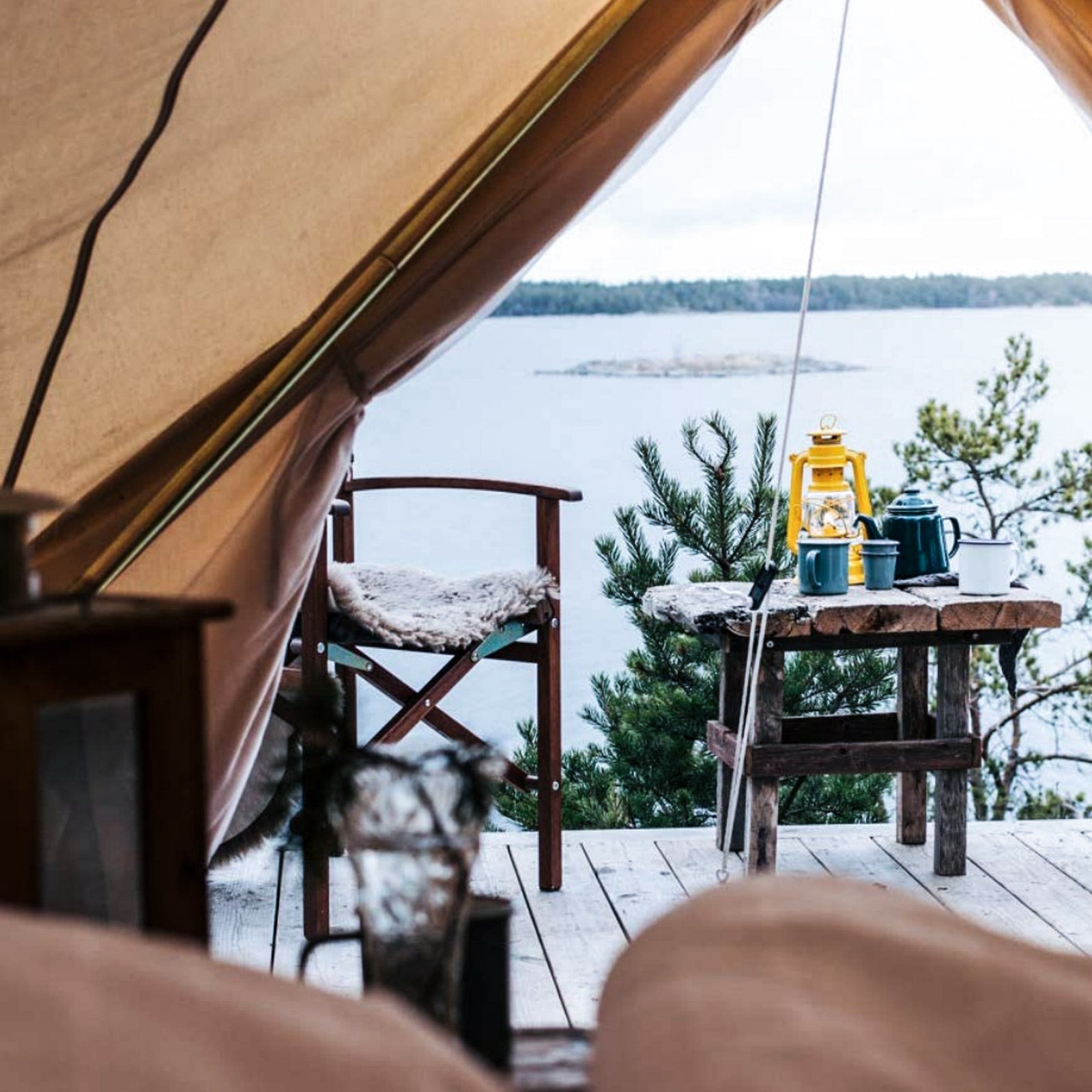 Tente Tipi Kingcamp Khan 400 pour 6 personnes, tente familiale en coton