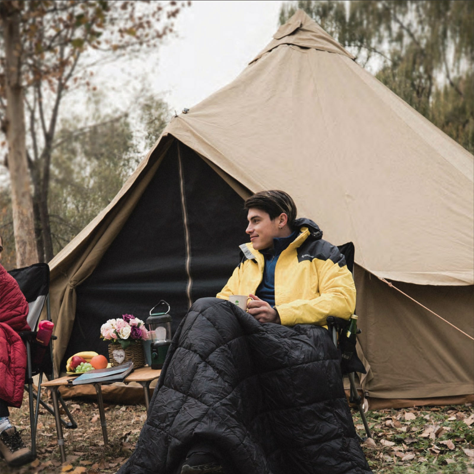 Tente Tipi Kingcamp Khan 400 pour 6 personnes, tente familiale en coton