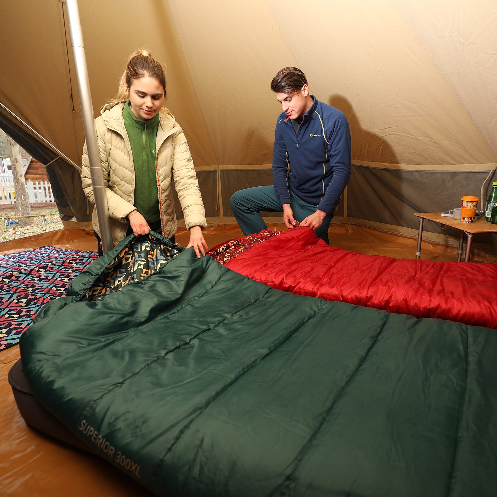 Tente Tipi Kingcamp Khan 500 pour 8 personnes, tente familiale en coton