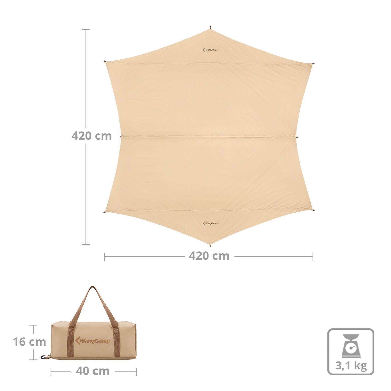 KINGCAMP Tarp Khan T Sun Sail Camping Wind Protection From Tent Tarpaulin Cotton