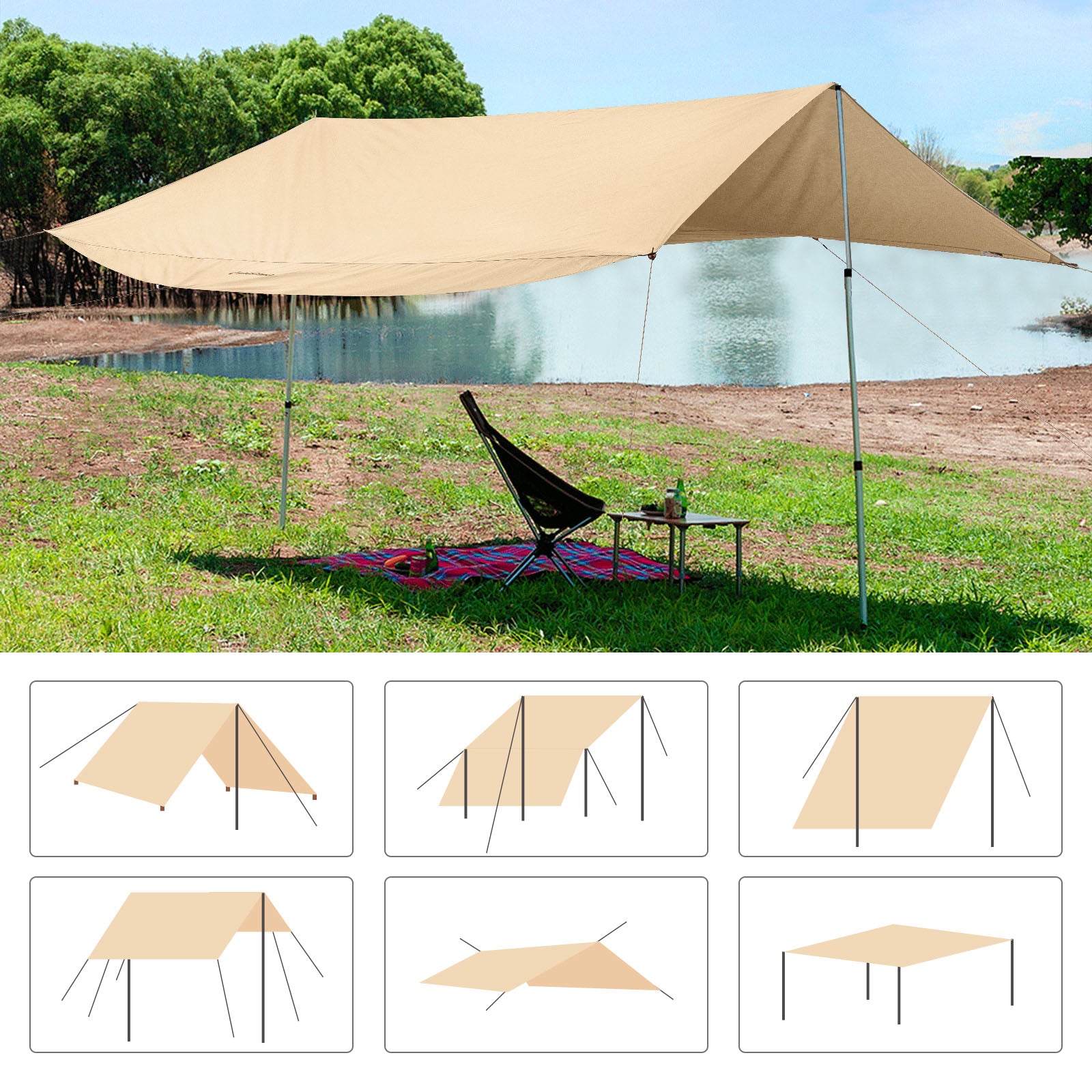 KINGCAMP Tarp Khan T Sun Sail Camping Protection contre le vent de la tente Bâche Coton