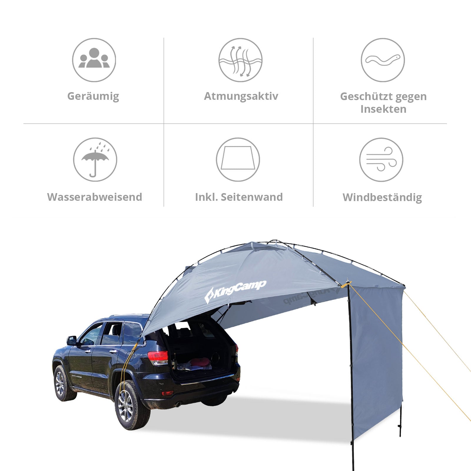 Tente arrière KINGCAMP Compass plus coupe-vent Tente avant pour bus VW SUV Van Gazebo Tarp