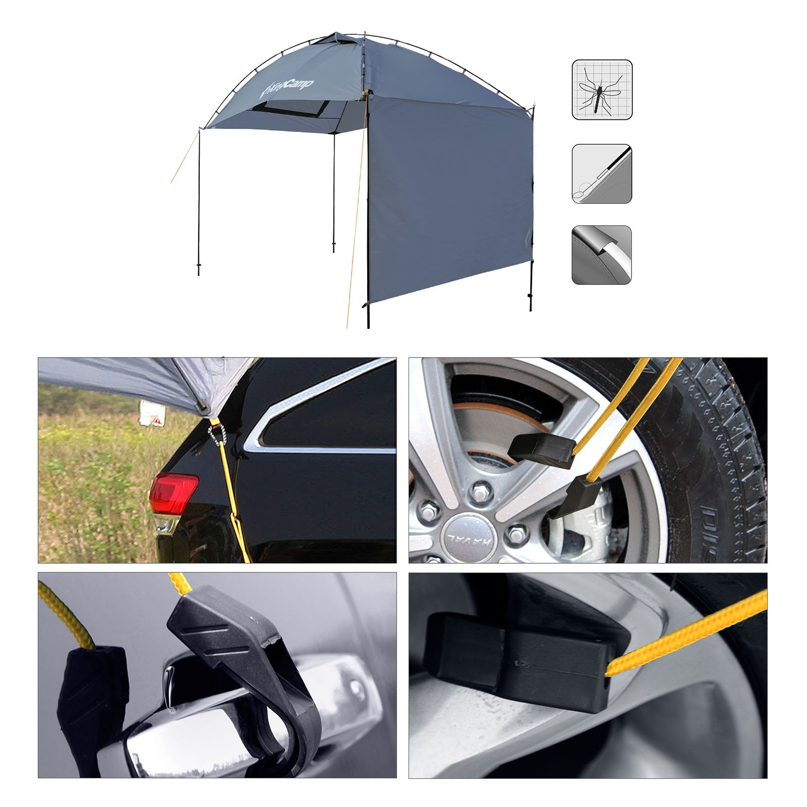 Tente arrière KINGCAMP Compass plus coupe-vent Tente avant pour bus VW SUV Van Gazebo Tarp