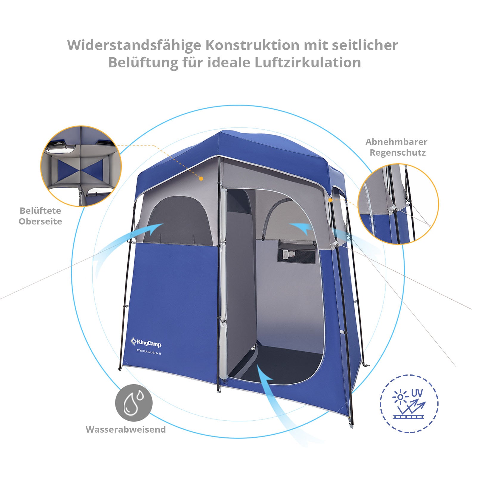 KINGCAMP Duschzelt Marasusa II Camping Umkleidezelt WC Toiletten Zelt 2 Personen