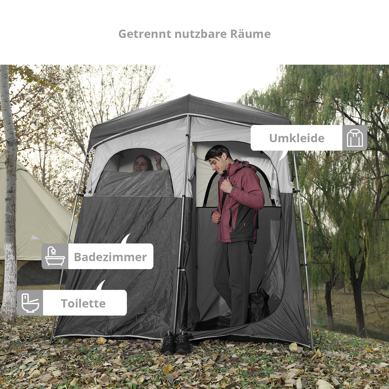 KINGCAMP Douchetent Marasusa II Camping-kleedtent WC-tent voor 2 personen