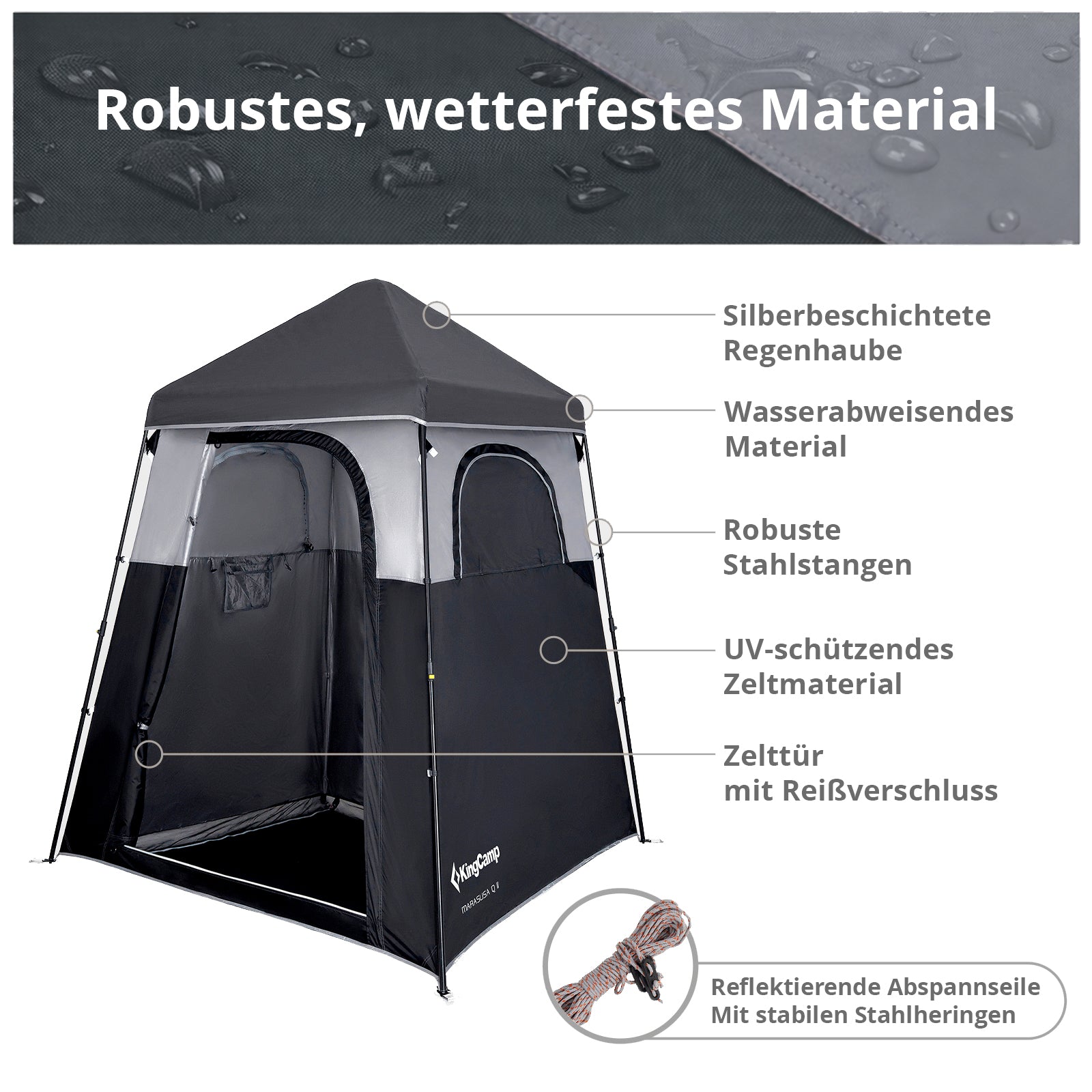 KINGCAMP Duschzelt Marasusa Q Camping Umkleidezelt WC Toiletten Zelt 2 Personen