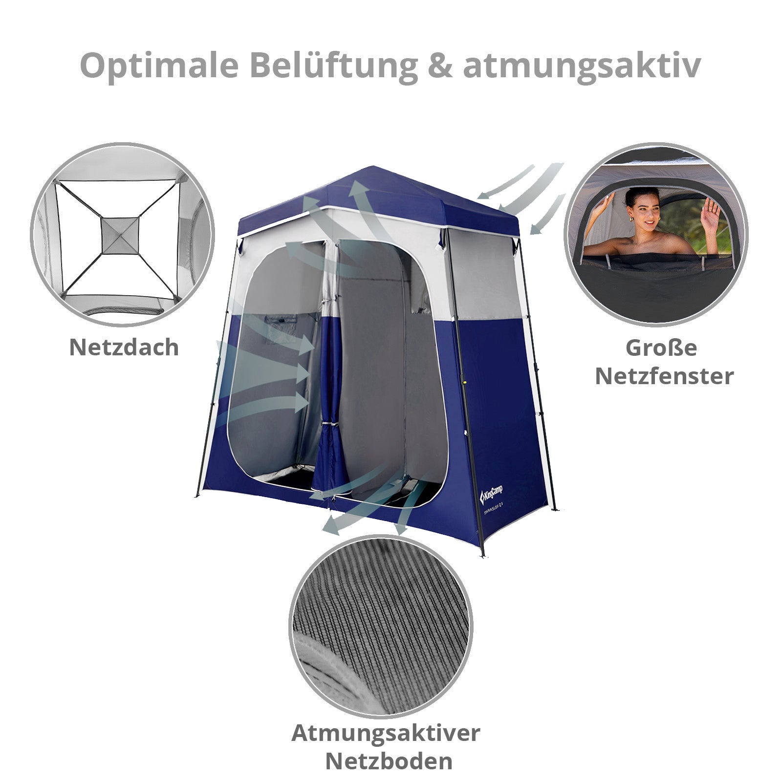 KINGCAMP Duschzelt Marasusa Q Double Camping Umkleidezelt WC Zelt 2 Personen