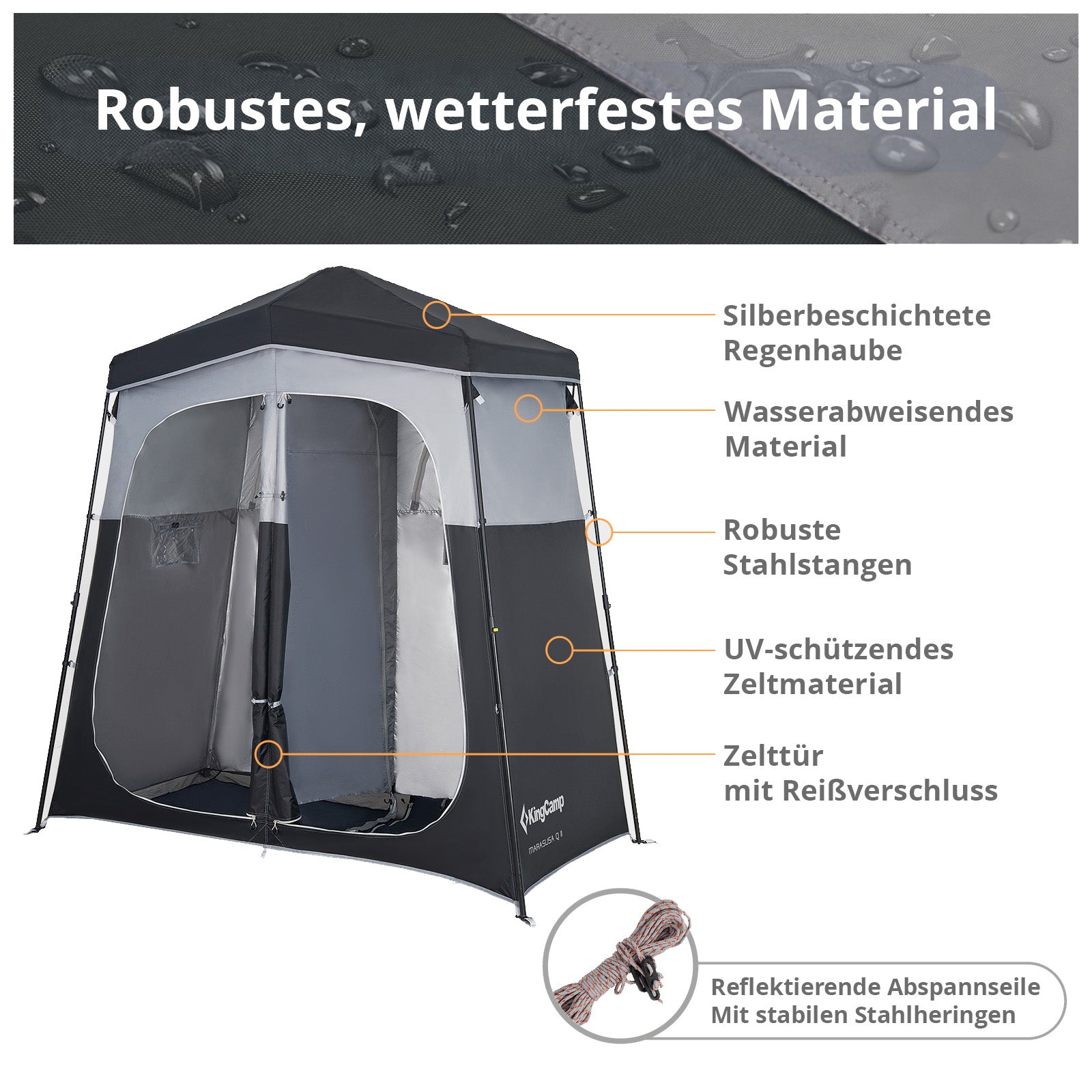 KINGCAMP Duschzelt Marasusa Q Double Camping Umkleidezelt WC Zelt 2 Personen
