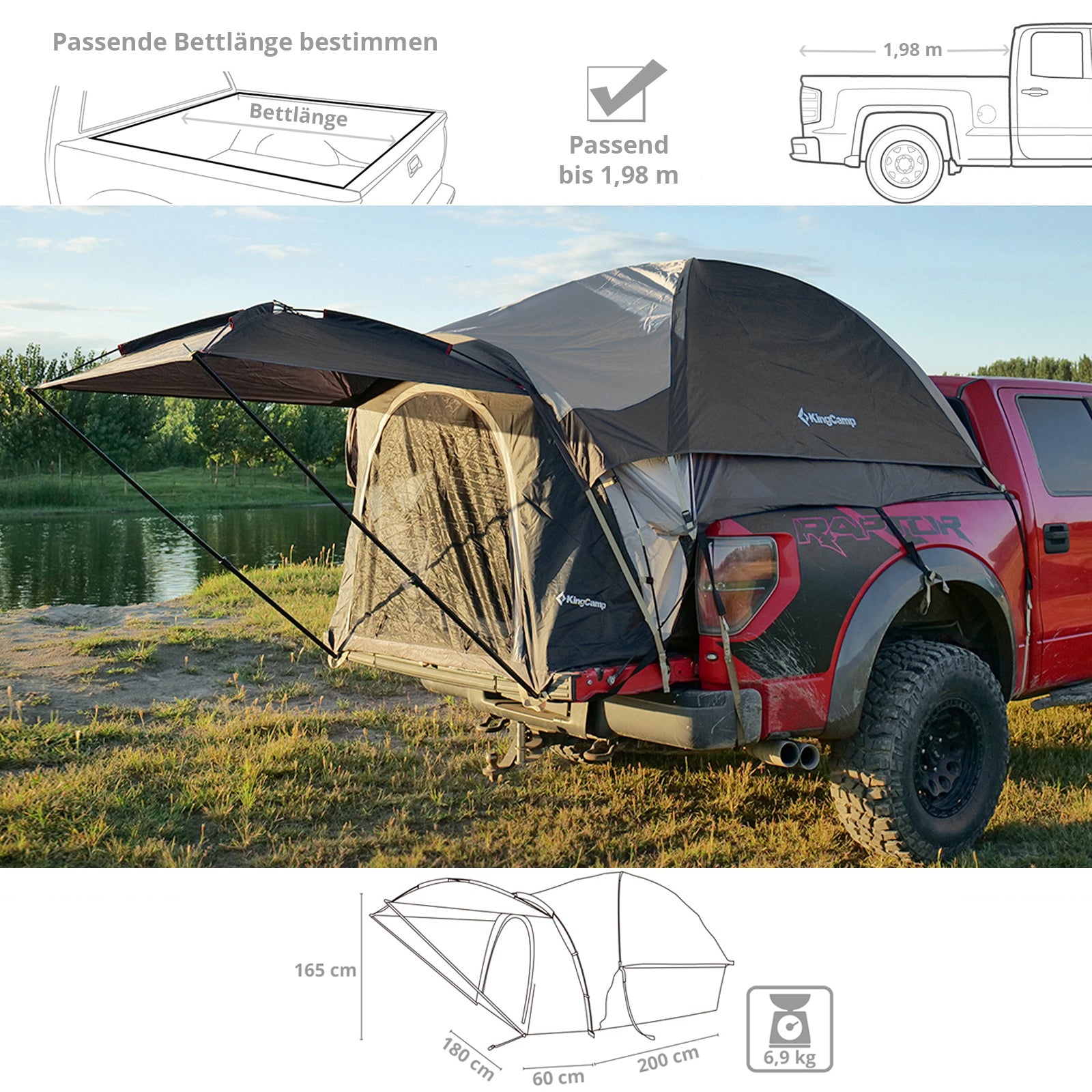 KINGCAMP Pickup Tent 2 Person Truck Bed Tent Inner Tent Truck Bed Camping