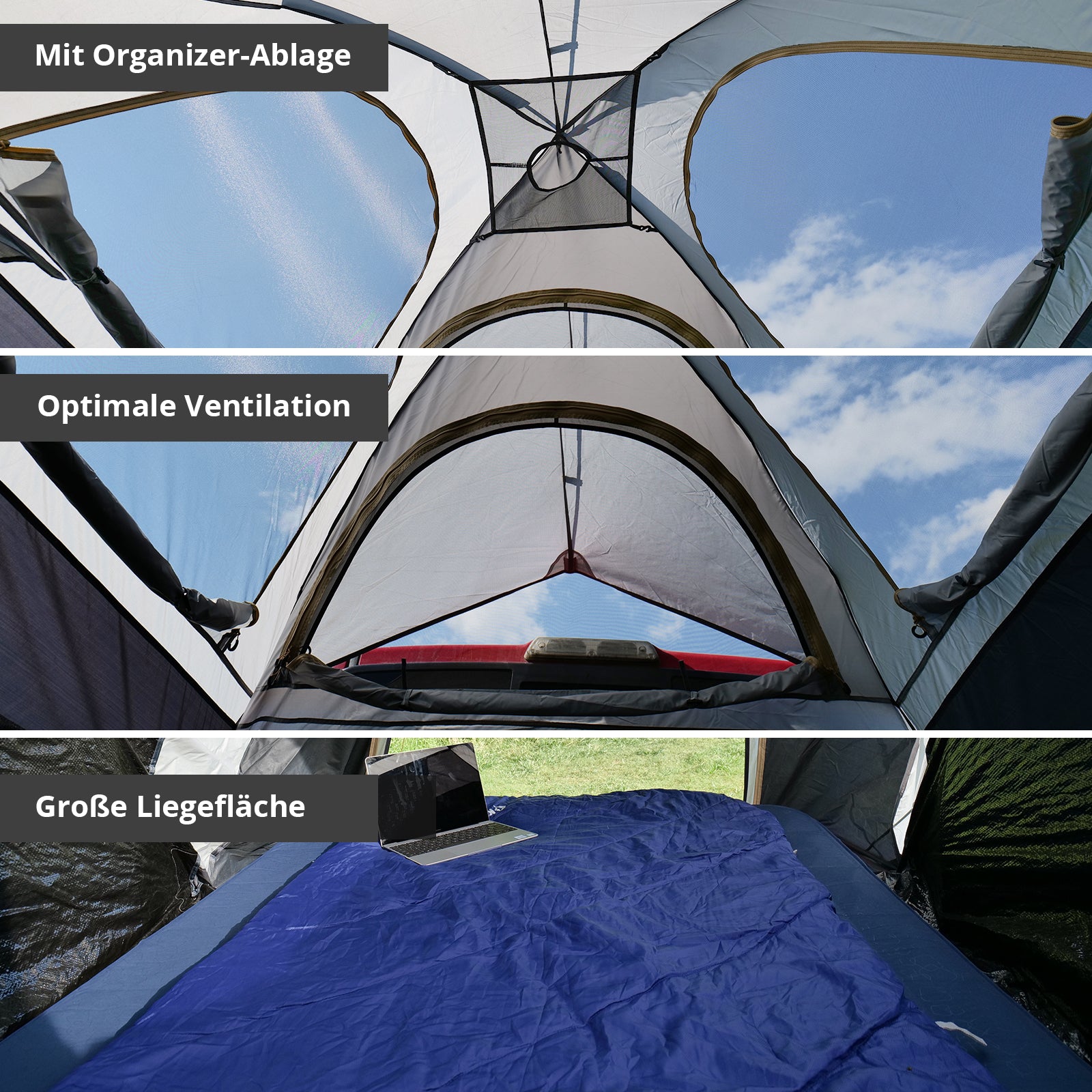 Tente de camionnette KINGCAMP pour 2 personnes, tente intérieure pour camionnette, camping
