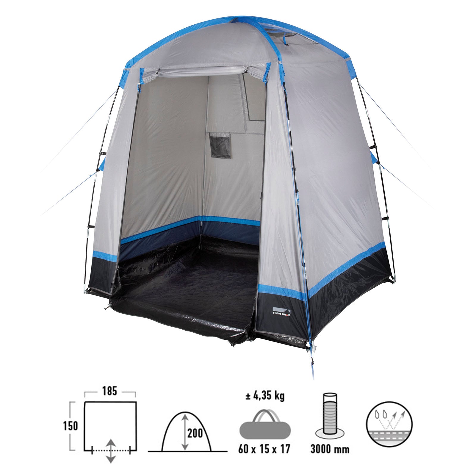 HIGH PEAK Lagerzelt Torbole Camping Küchen Dusch Beistell Fahrrad Zelt Umkleide